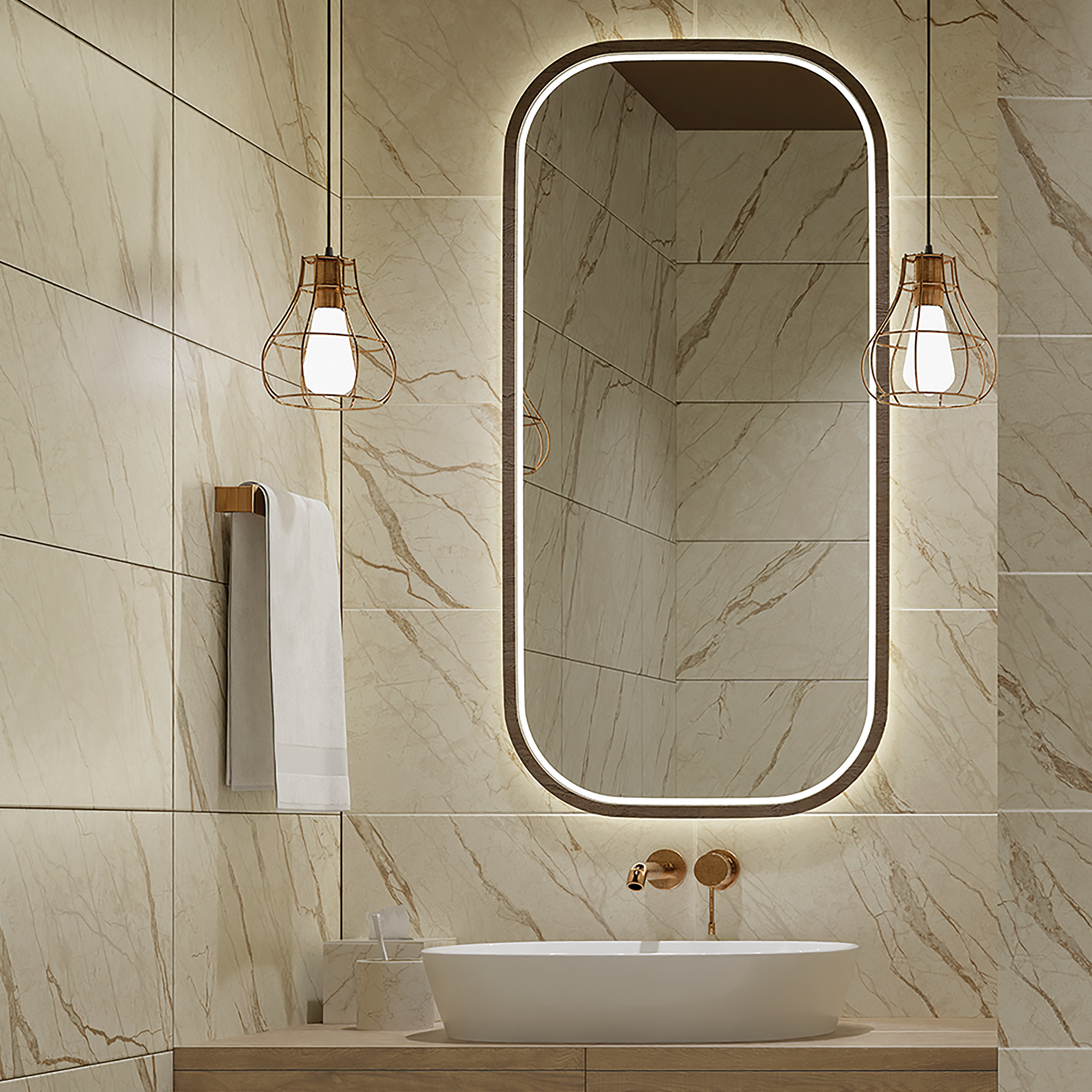 Изображение товара Плитка настенная Azori Forest Naturale 31.5x63 см бежевый мрамор матовая