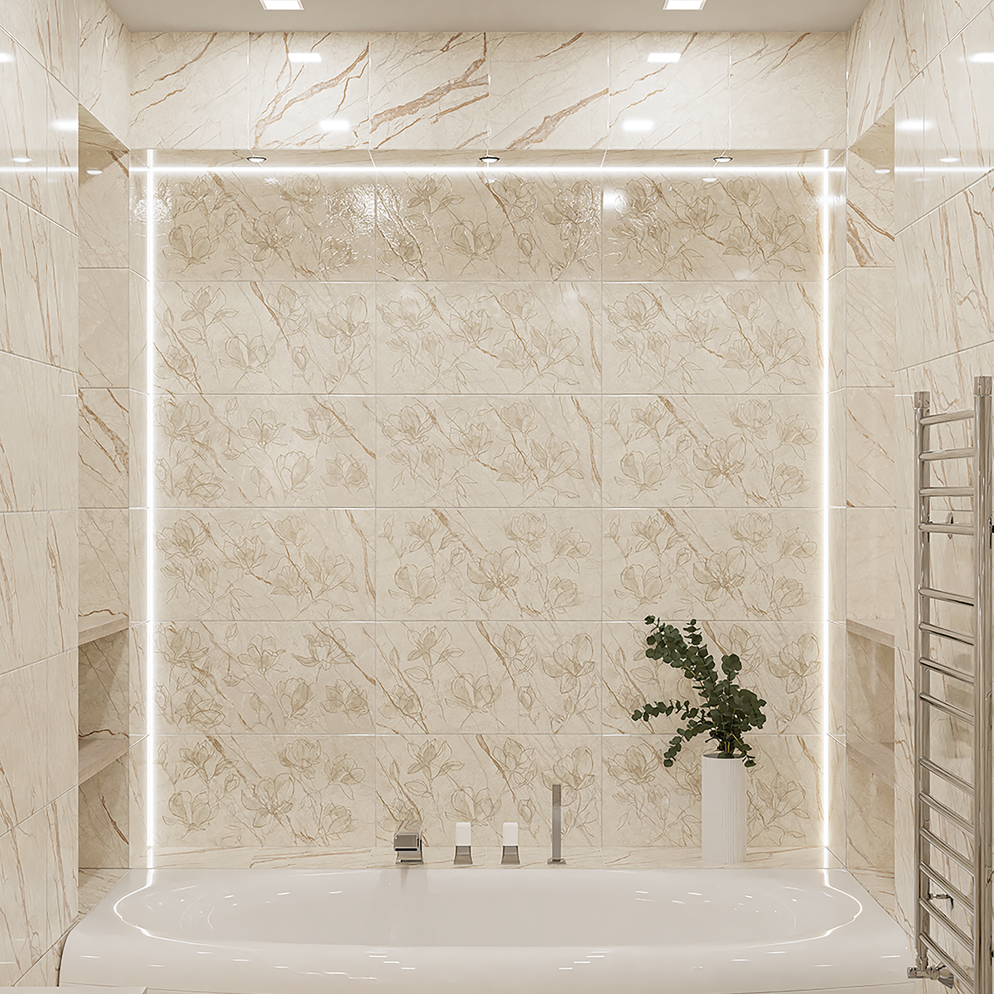 Изображение товара Плитка настенная Azori Forest Lucido Flow 31.5x63 см бежевый мрамор глянцевая