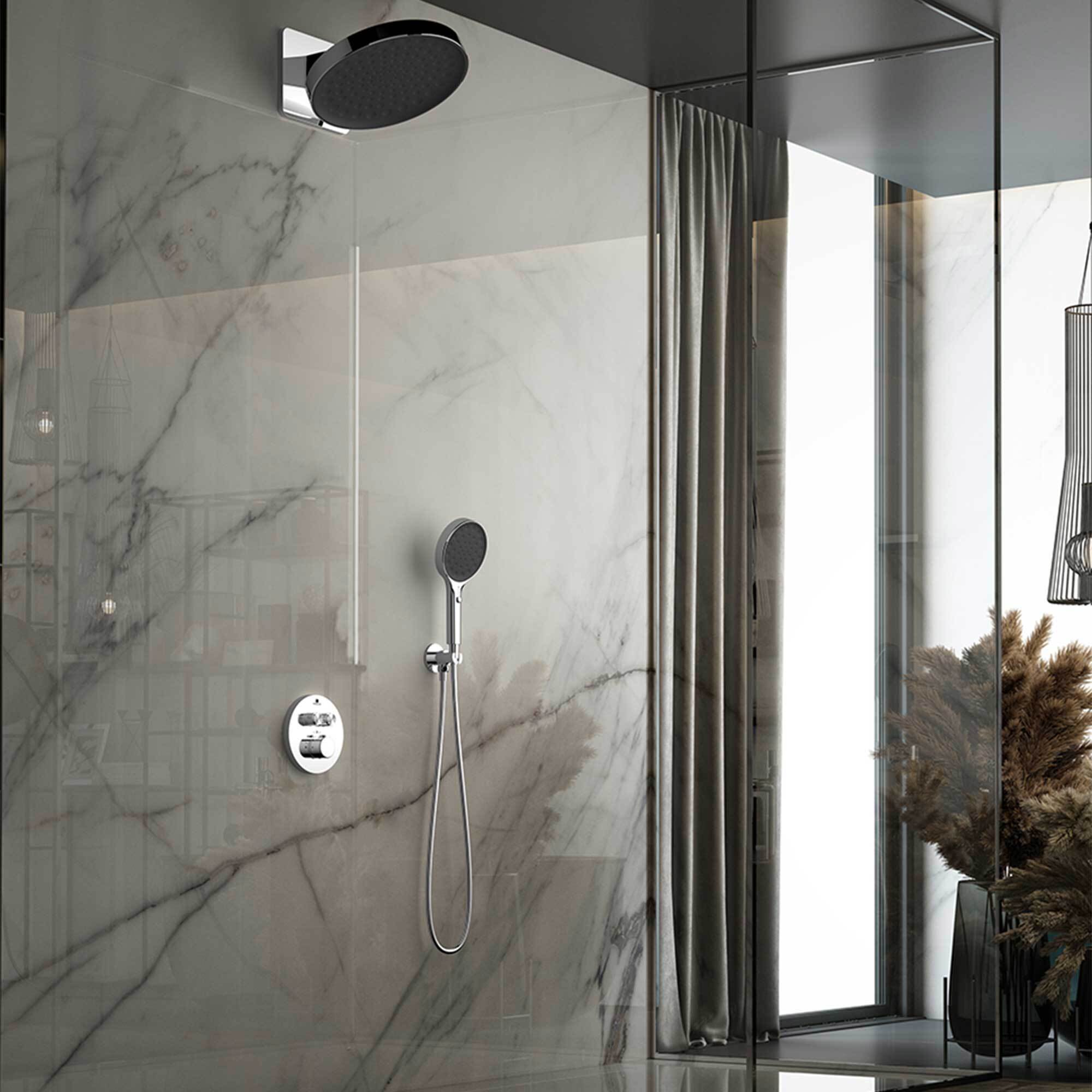 Изображение товара Душевой комплект Vincea Inspire VSFW-3I22MT3CH с термостатом и двухрежимным верхним душем