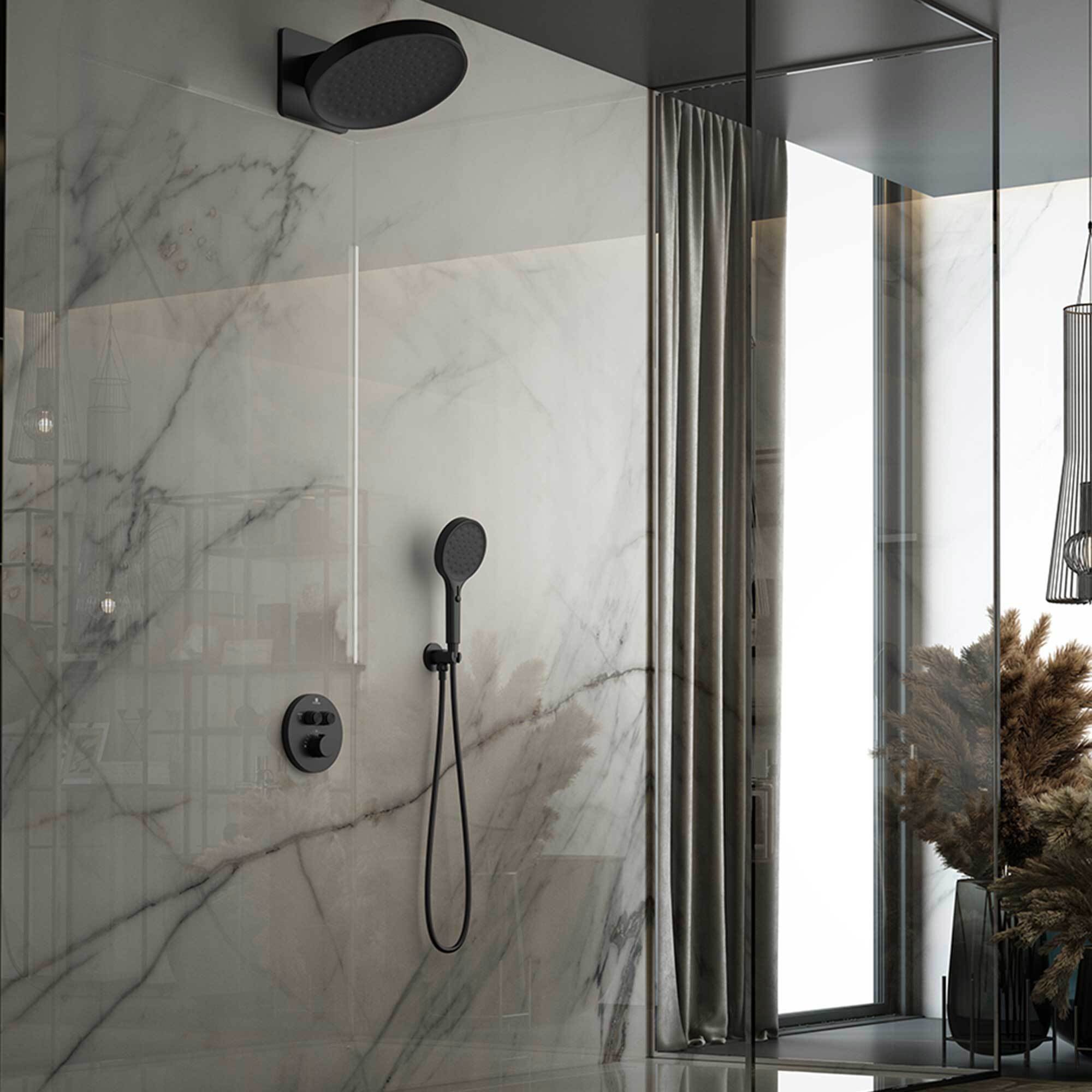 Изображение товара Душевая система Vincea Inspire VSFW-3I22MT3MB встраиваемый термостатический двухрежимный цвет черный