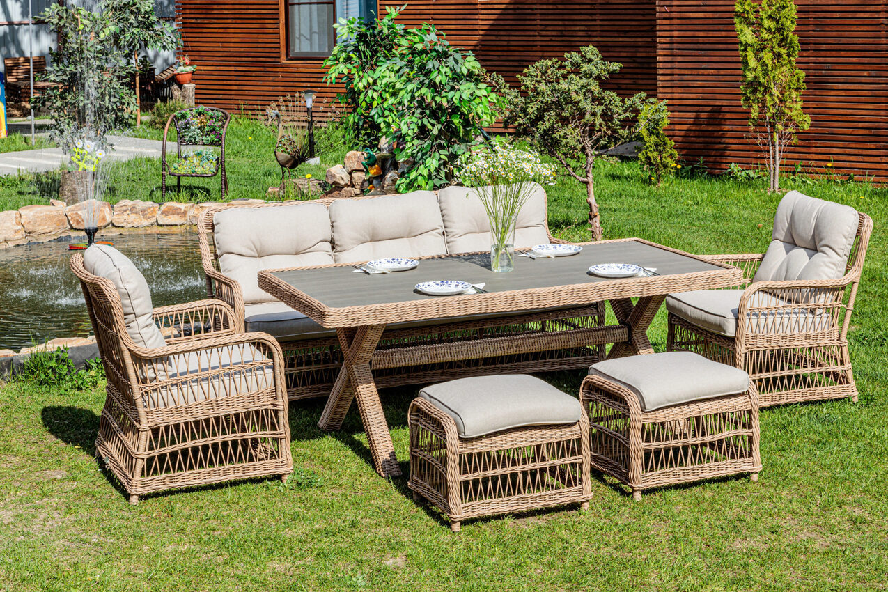 Изображение товара Набор садовой мебели Royal family Albert 5 предметов искусственный ротанг бежевый