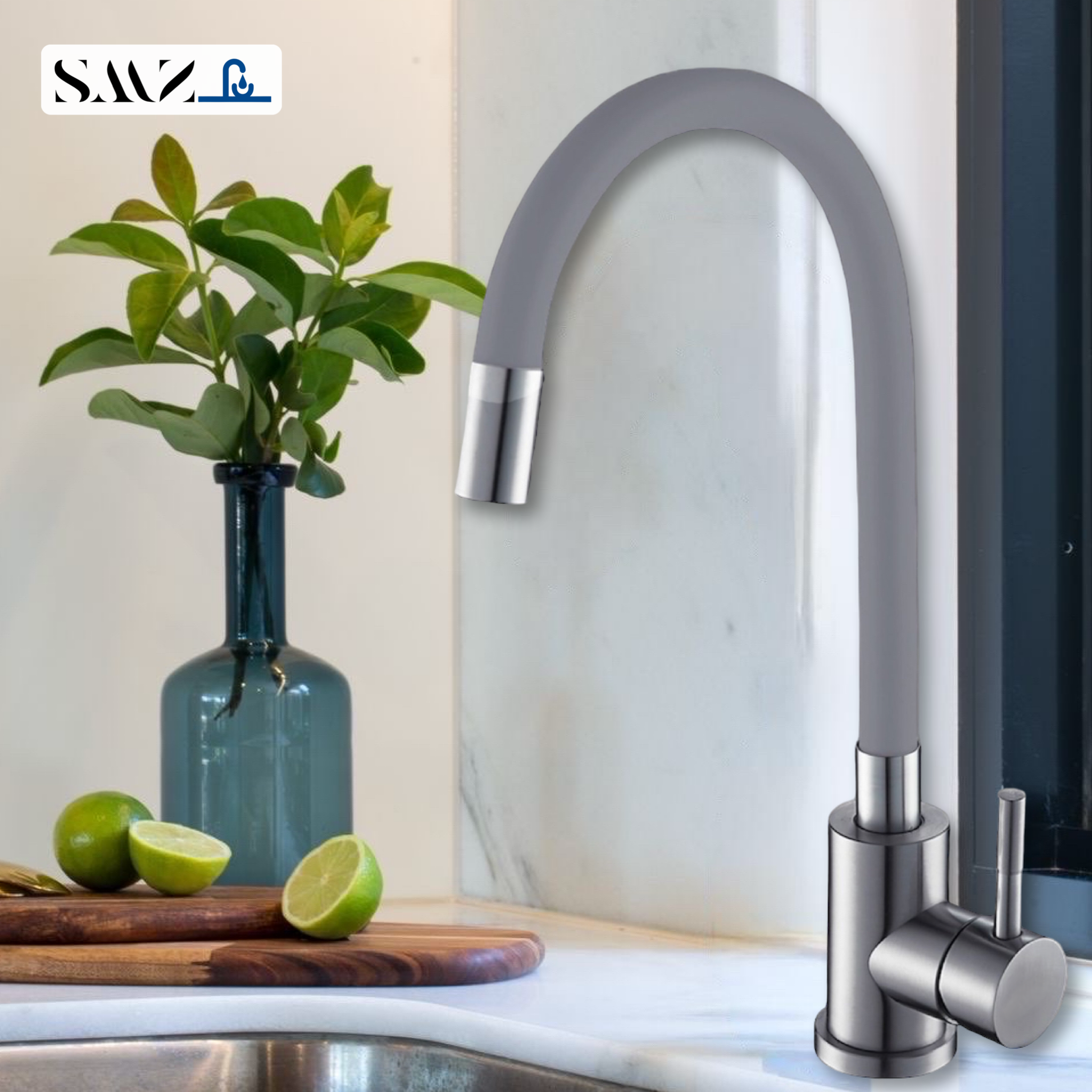 Изображение товара Смеситель для кухни Smz гибкий излив 37.5 см цвет серый