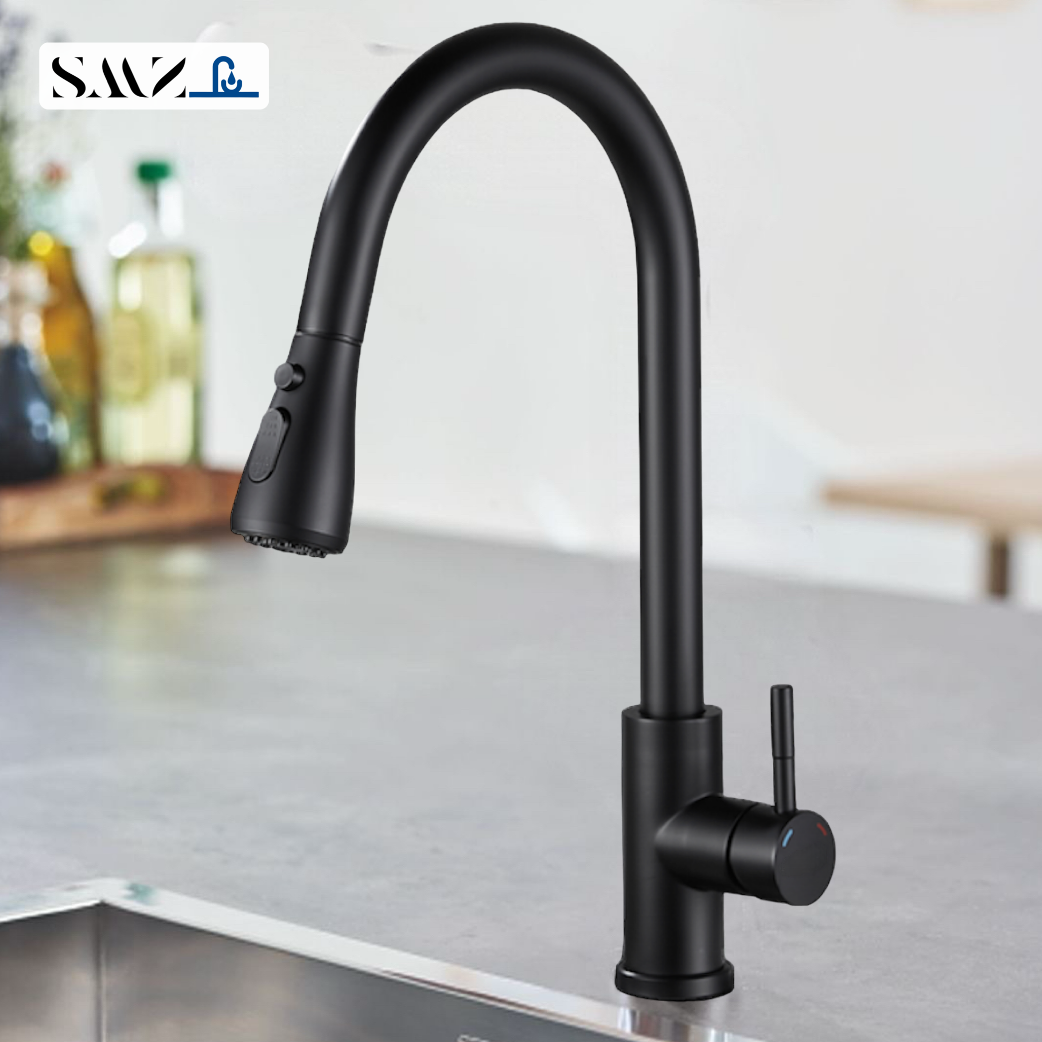 Изображение товара Смеситель для кухни SMZ 76SMZFAU поворотный излив 43 см черный