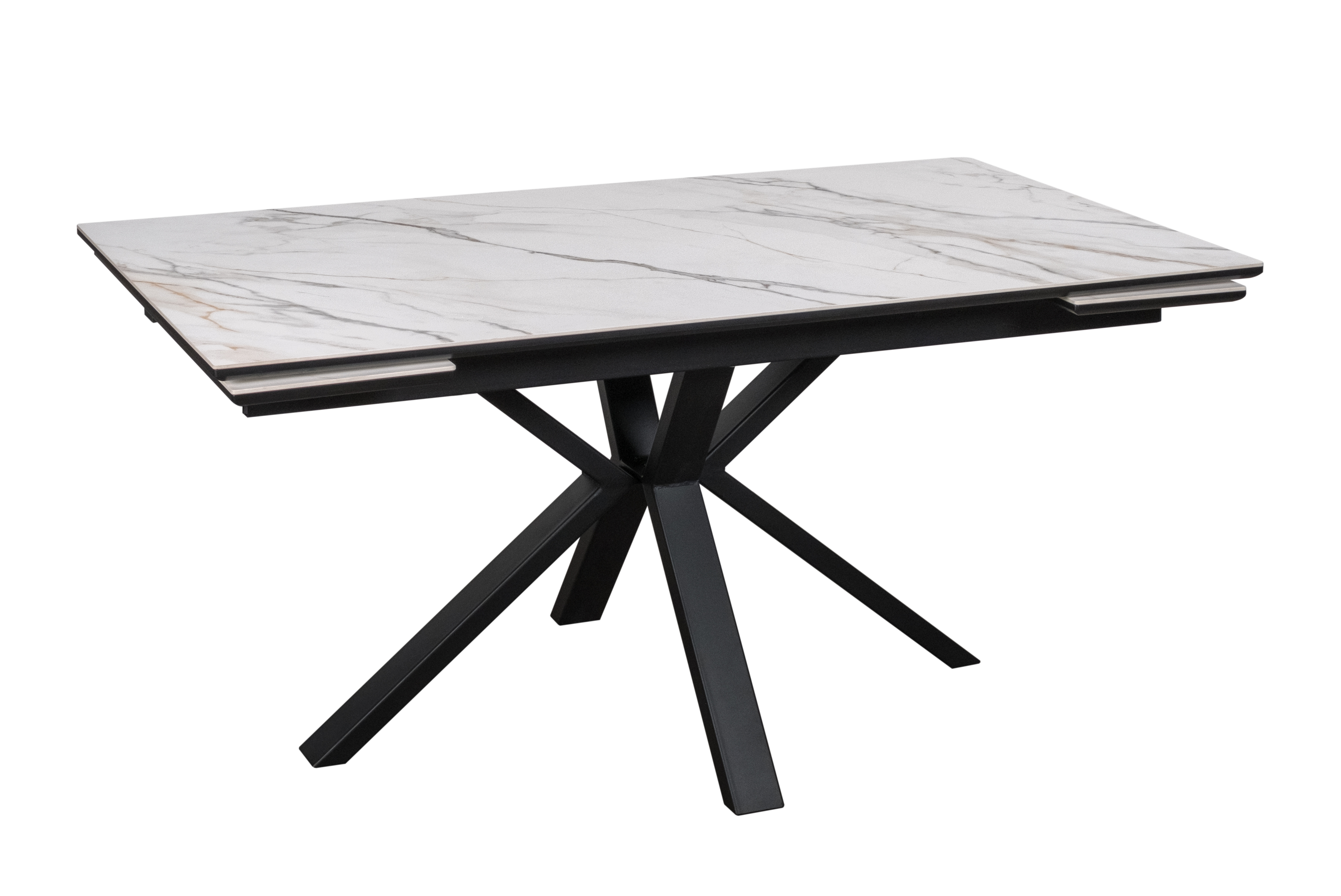 Изображение товара Обеденный стол прямоугольный Терминал Parma 160-220x75x160 см керамика цвет бело-золотистый мрамор