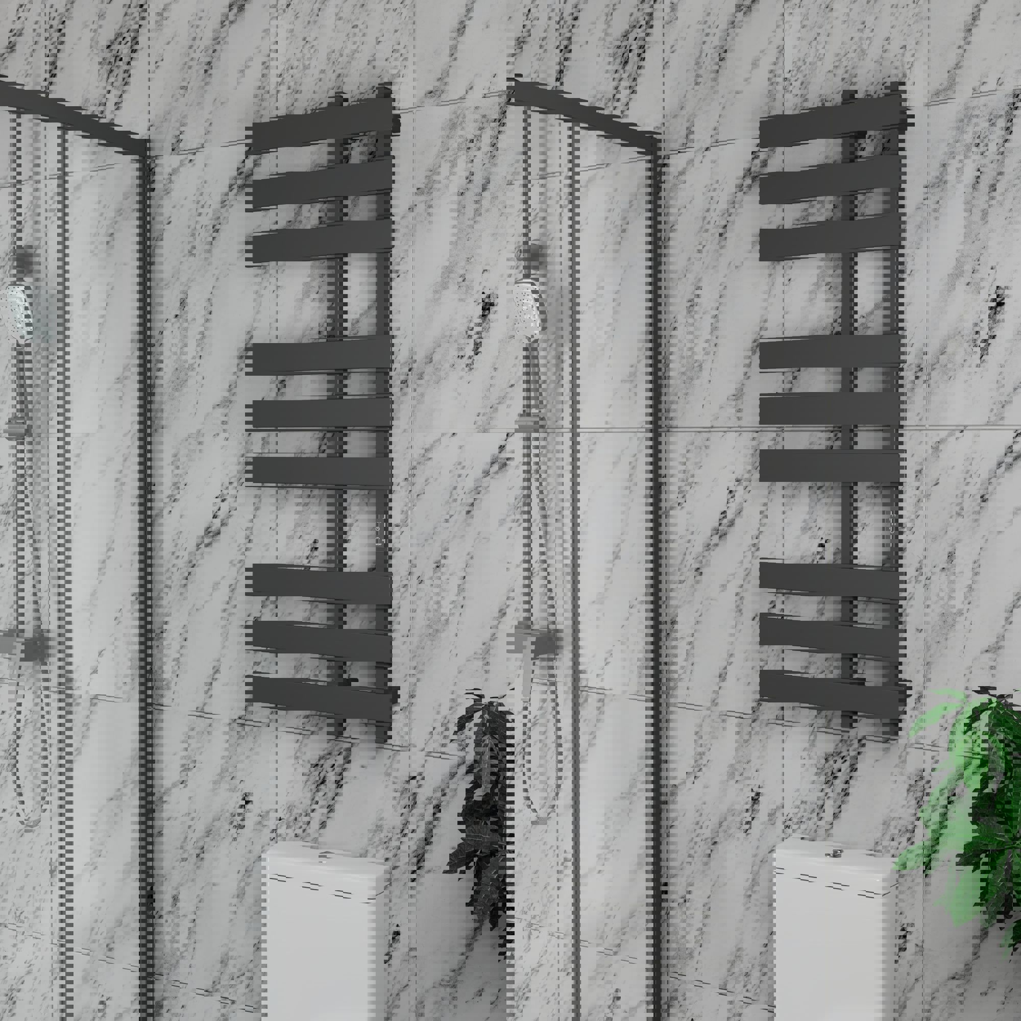 Изображение товара Полотенцесушитель электрический Bauedge Blizzard DB-0109 П9 500x1000 мм 280 Вт лесенка цвет черный матовый