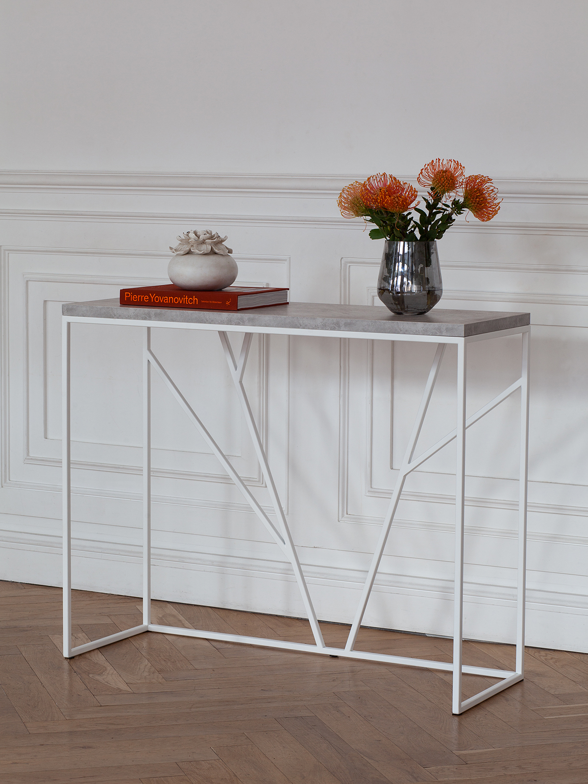 Изображение товара Современная металлическая консоль Greenween Аренария 83x100x35 см белая