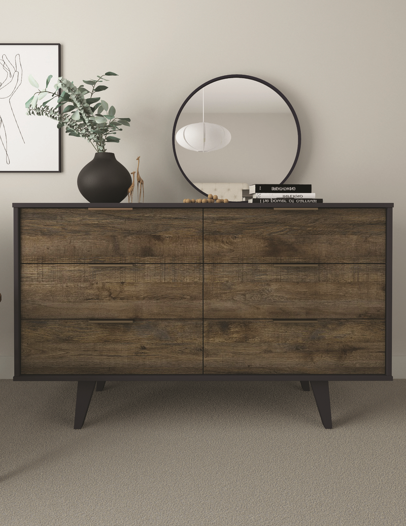 Изображение товара Комод Мебельнов Чикаго 6 ящиков цвет графит/дуб коми