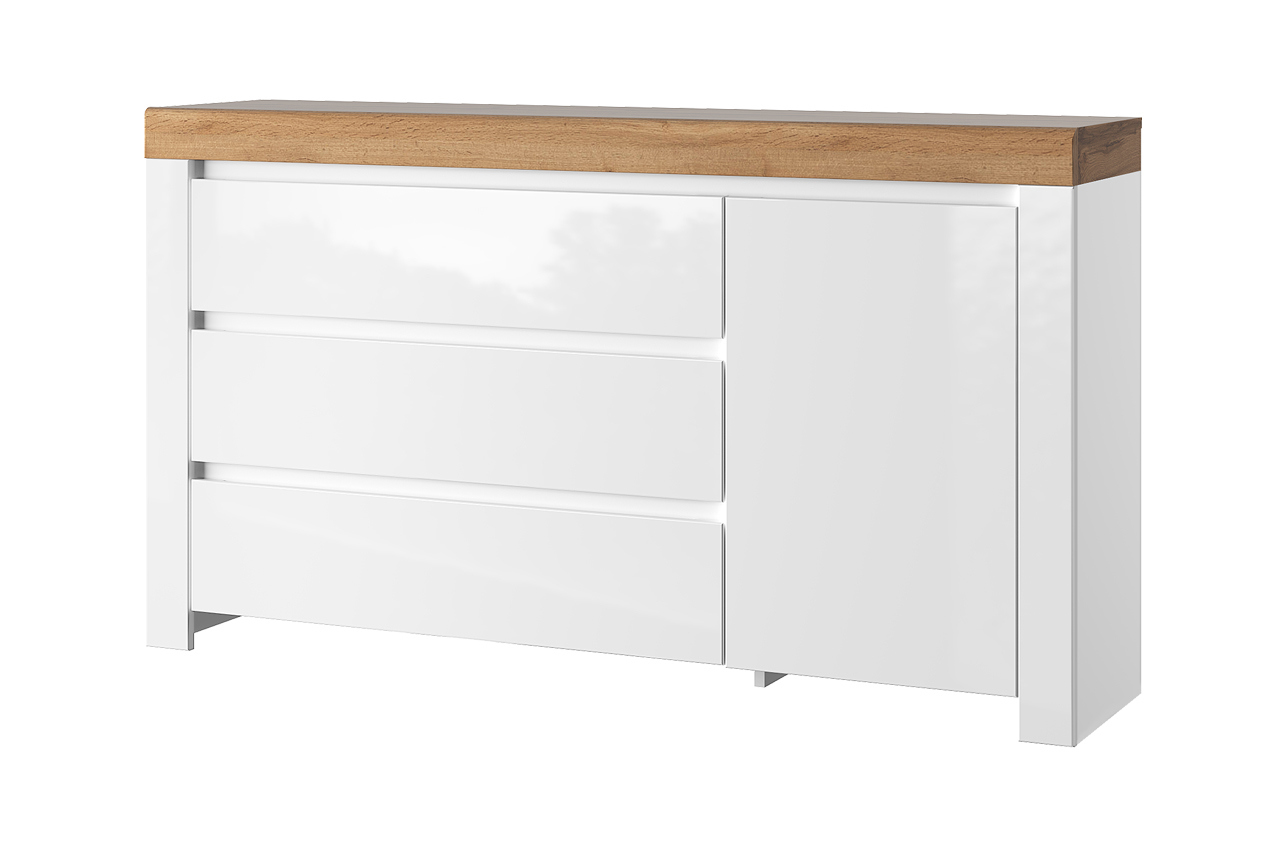 Изображение товара Комод Anrex Taurus 1D3S 3 ящика 150.20x35.70x85 ЛДСП цвет белый/дуб вотан