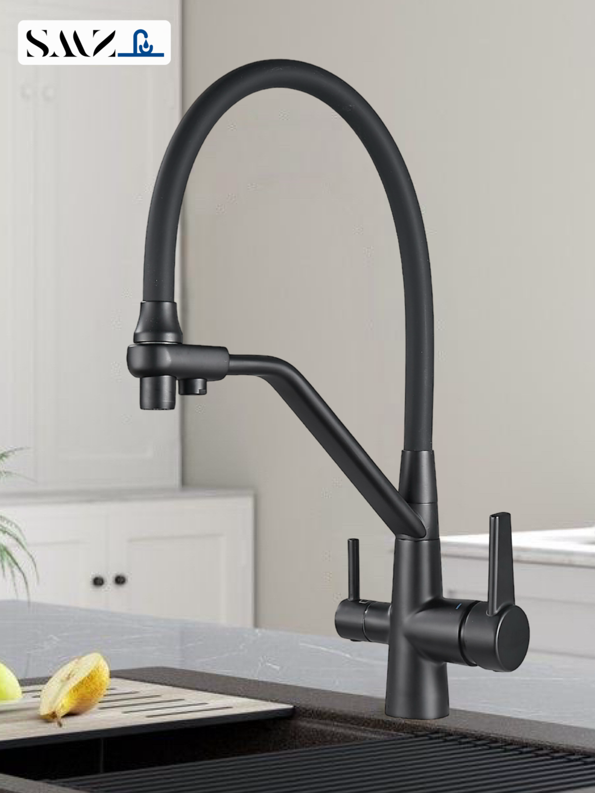 Изображение товара Смеситель для кухни Smz 81SMZFAU поворотный излив 45 см цвет черный