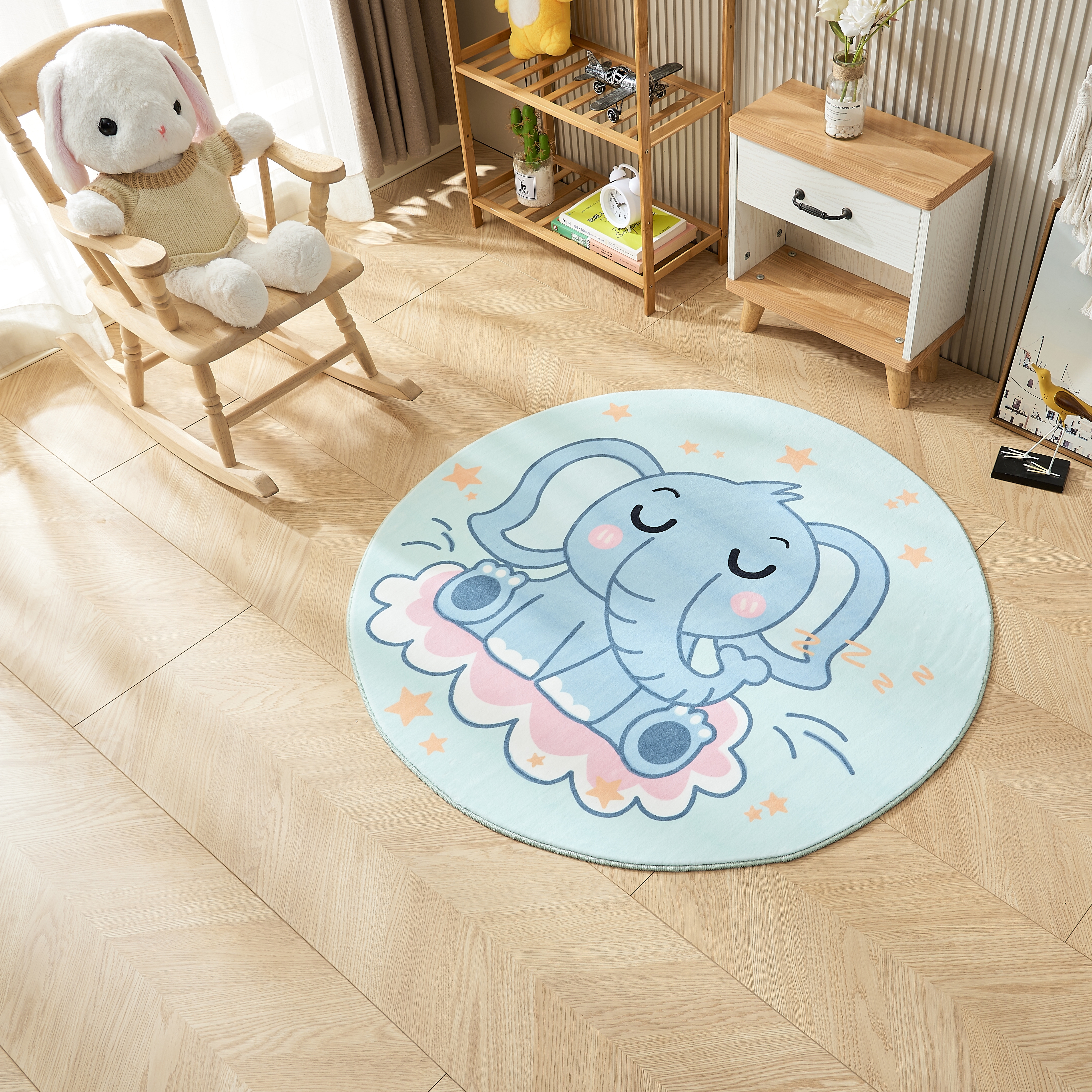 Изображение товара Детский ковер круглый 100 см Kindora из полиэстера с противоскользящим покрытием