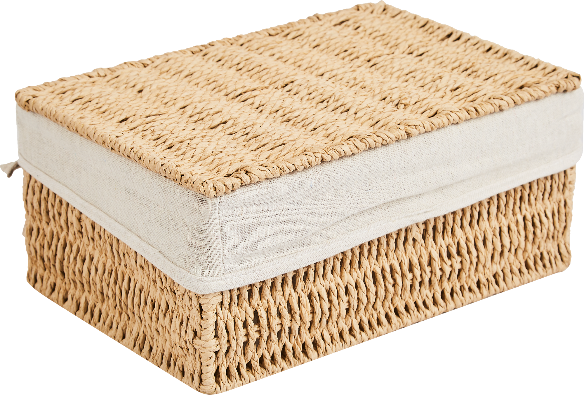 Корзина с крышкой для хранения 24x10.5x14 см бумага цвет бежевый 3 шт - 2