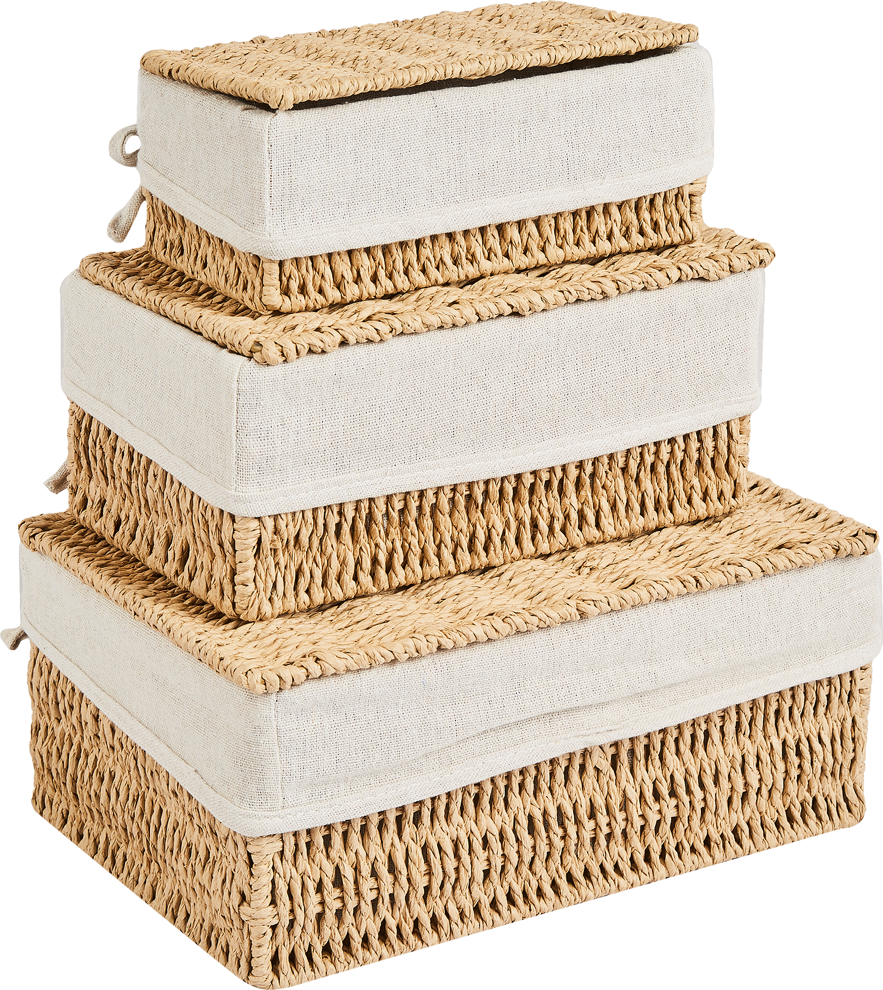 Изображение товара Корзина с крышкой для хранения 24x10.5x14 см бумага цвет бежевый 3 шт