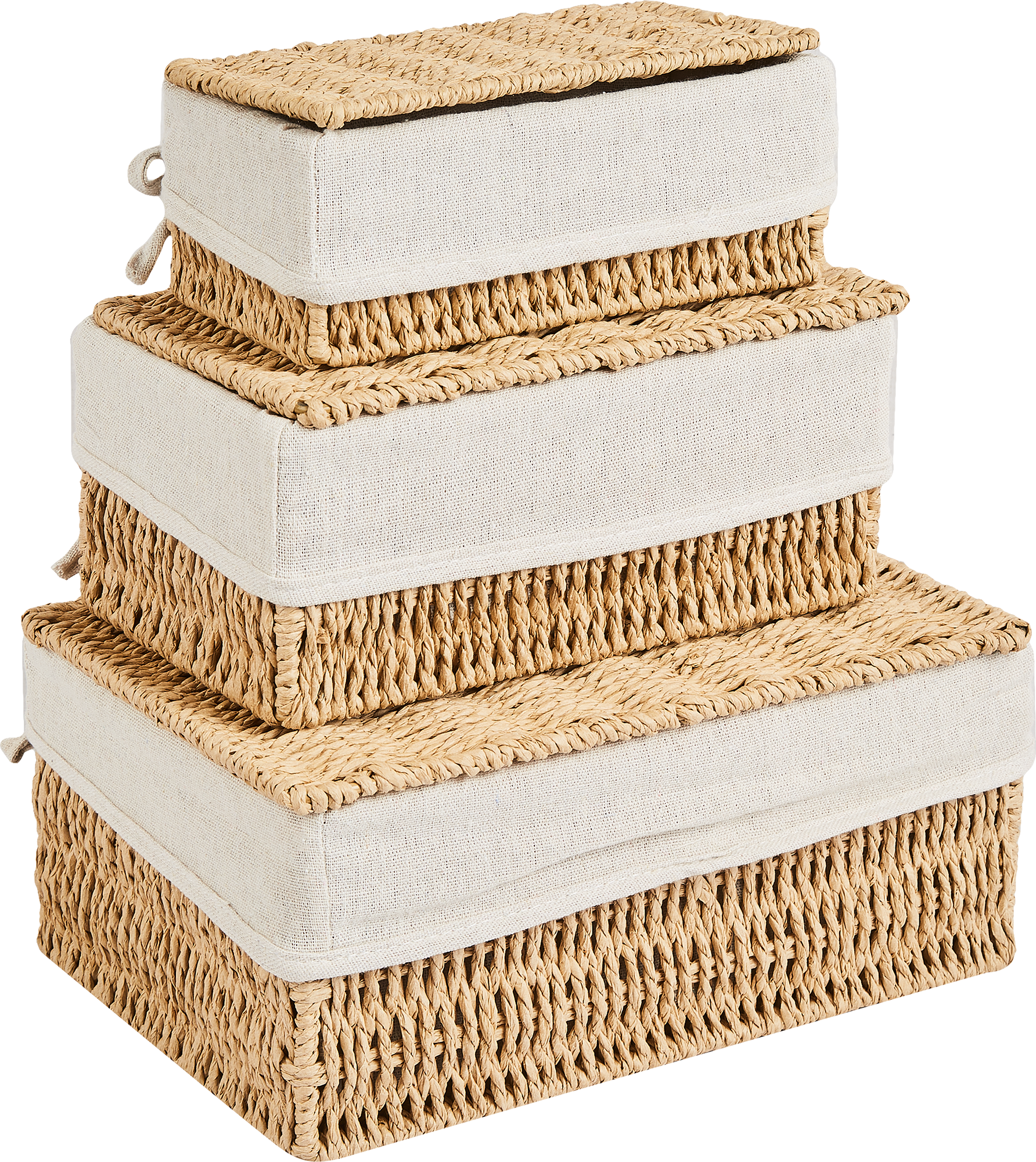 Корзина с крышкой для хранения 24x10.5x14 см бумага цвет бежевый 3 шт