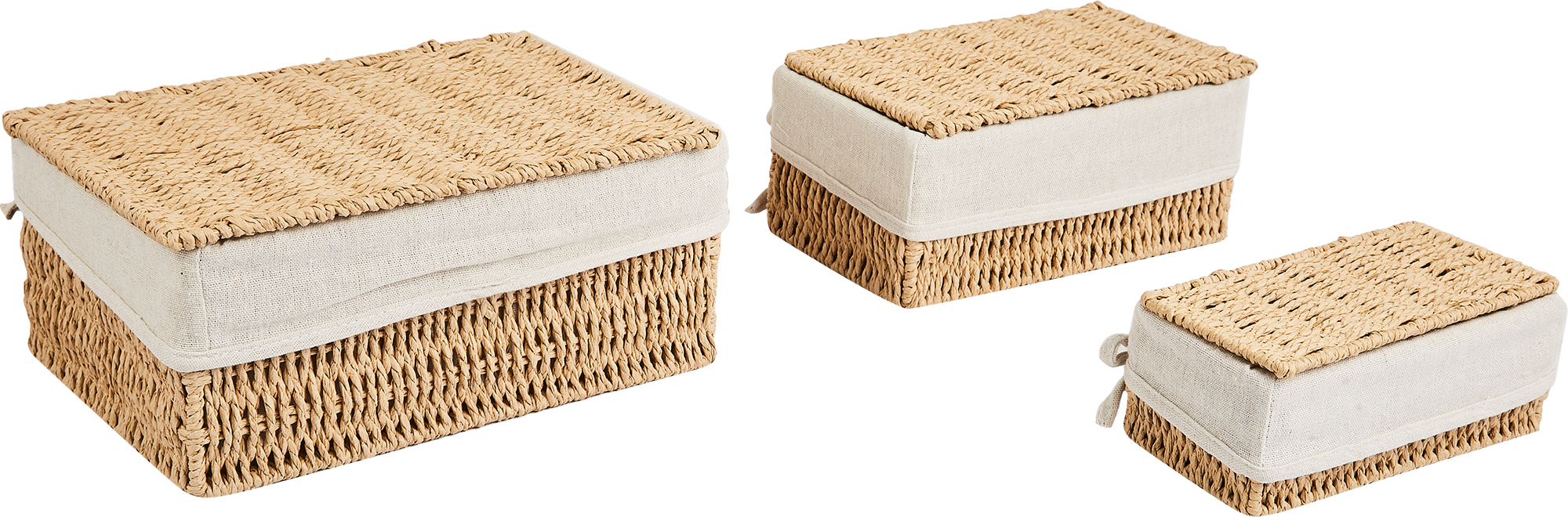 Корзина с крышкой для хранения 24x10.5x14 см бумага цвет бежевый 3 шт - 1