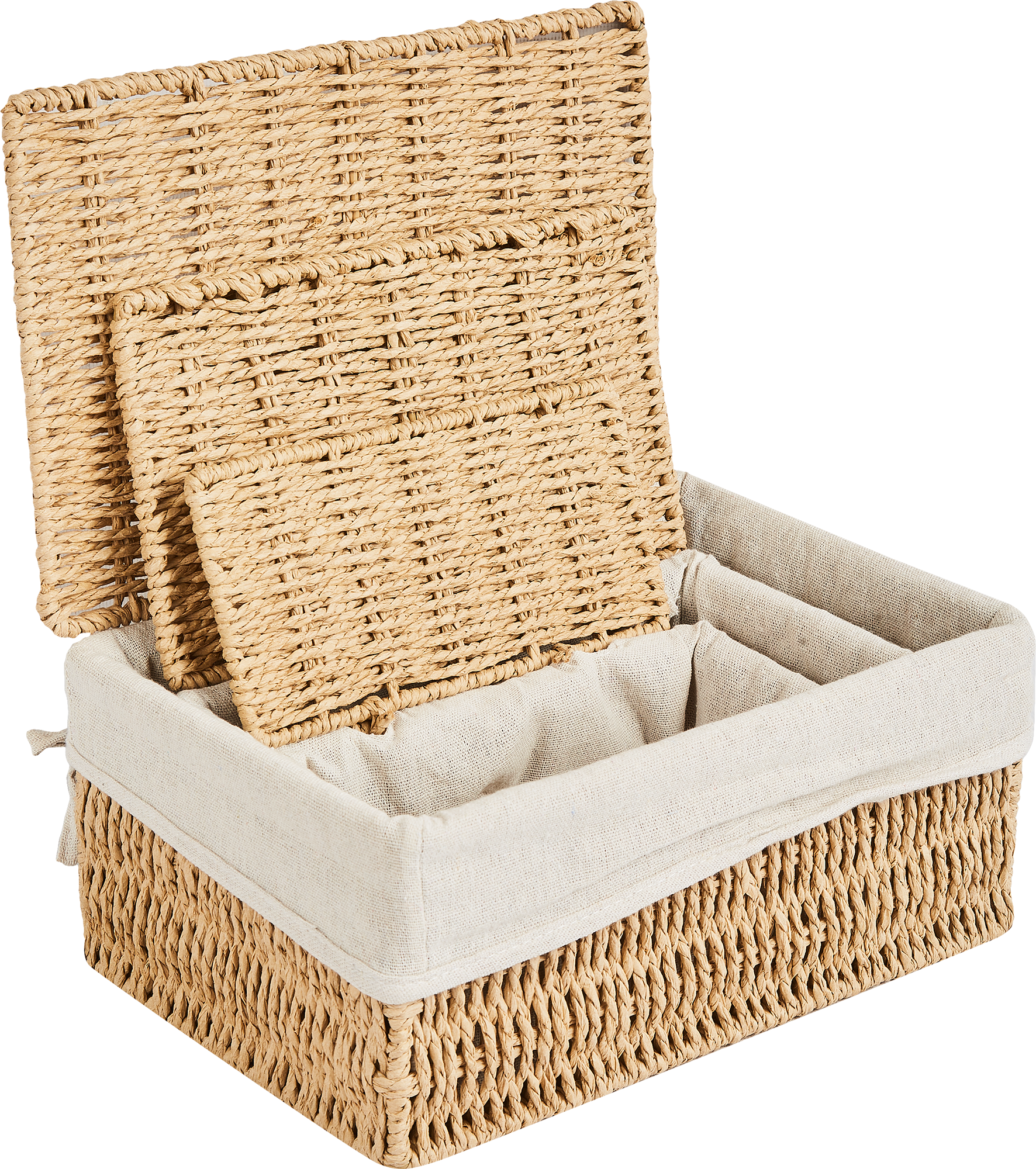 Корзина с крышкой для хранения 24x10.5x14 см бумага цвет бежевый 3 шт - 10