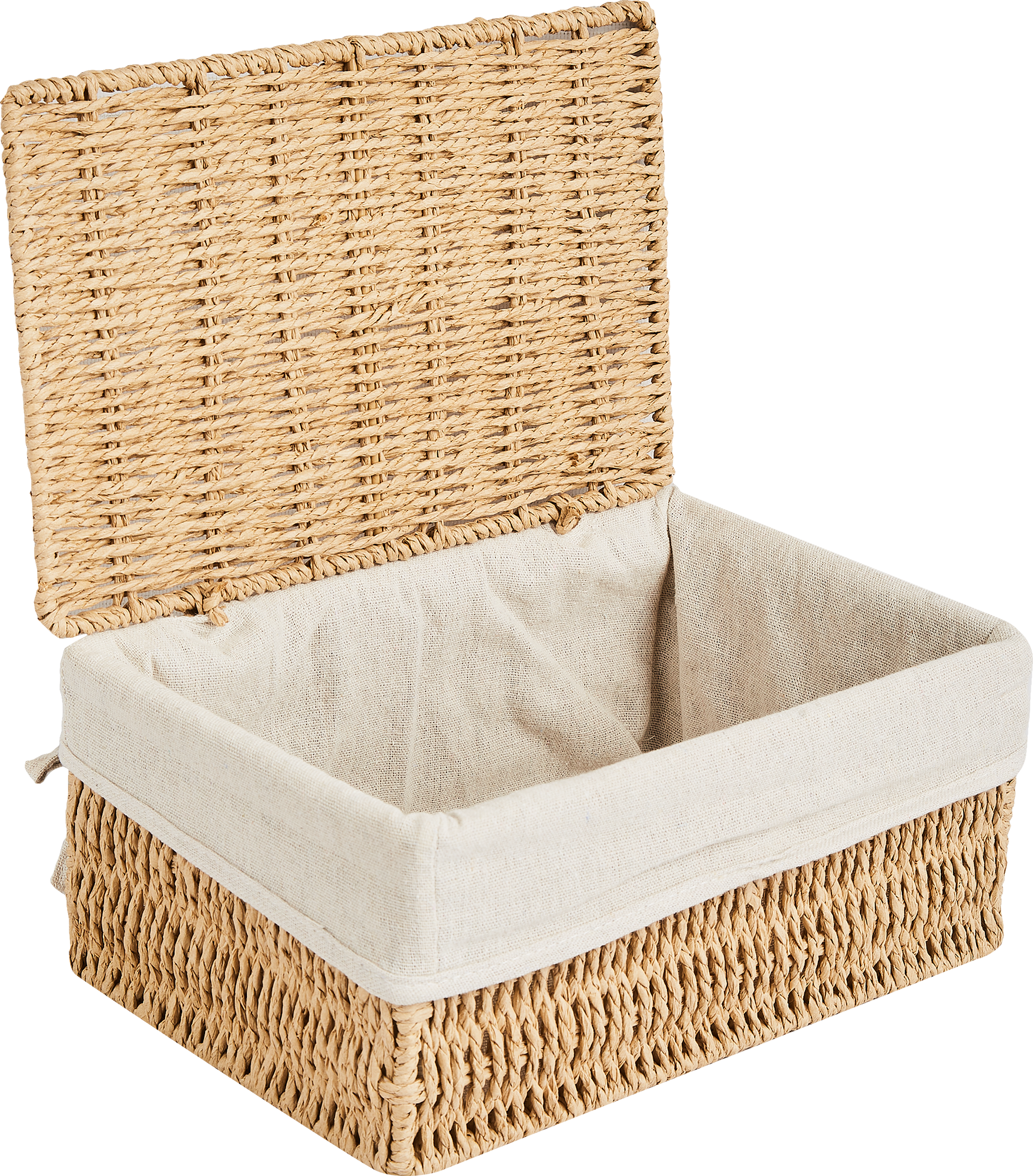 Корзина с крышкой для хранения 24x10.5x14 см бумага цвет бежевый 3 шт - 4
