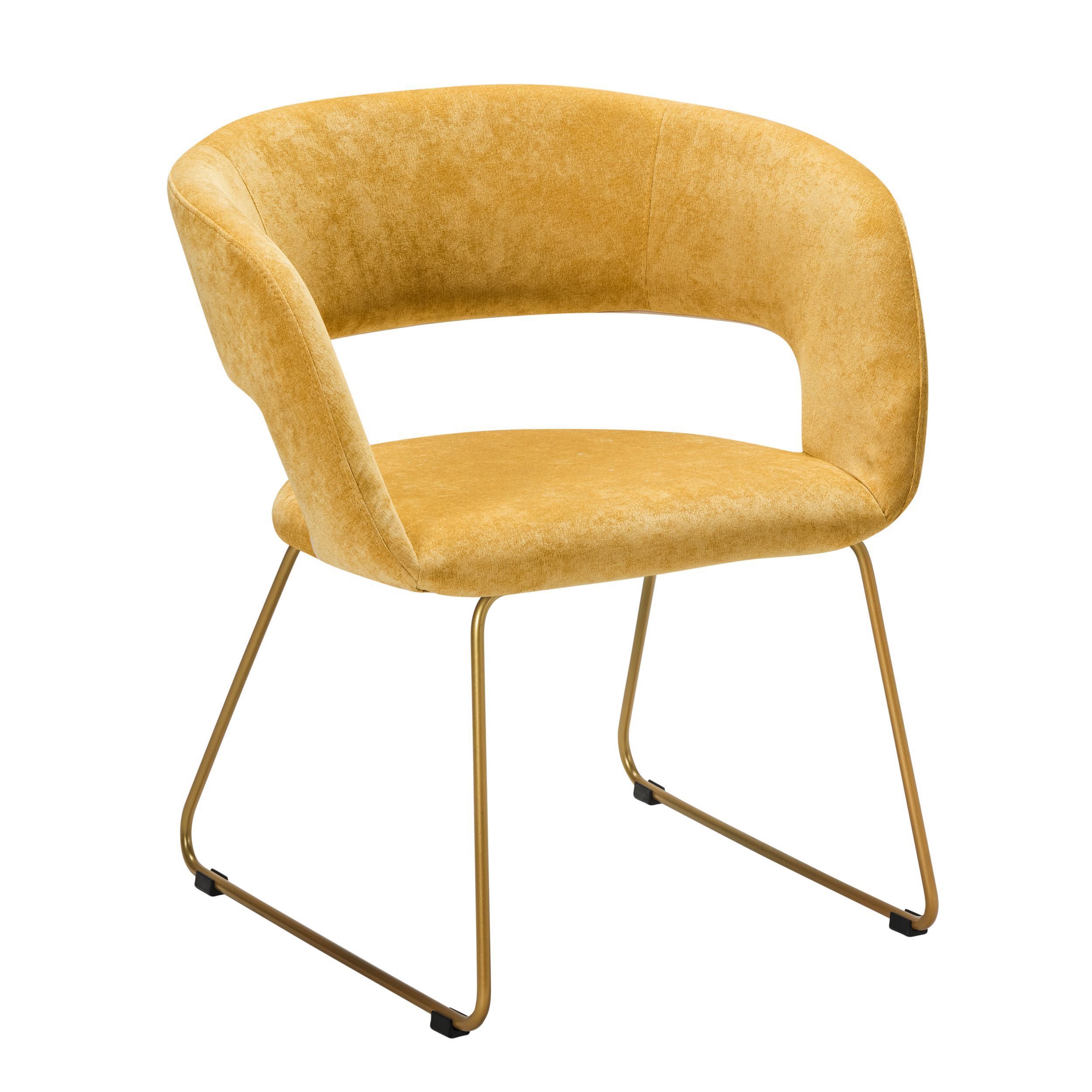 Изображение товара Кресло Hugs желтый из велюра с металлическими ножками