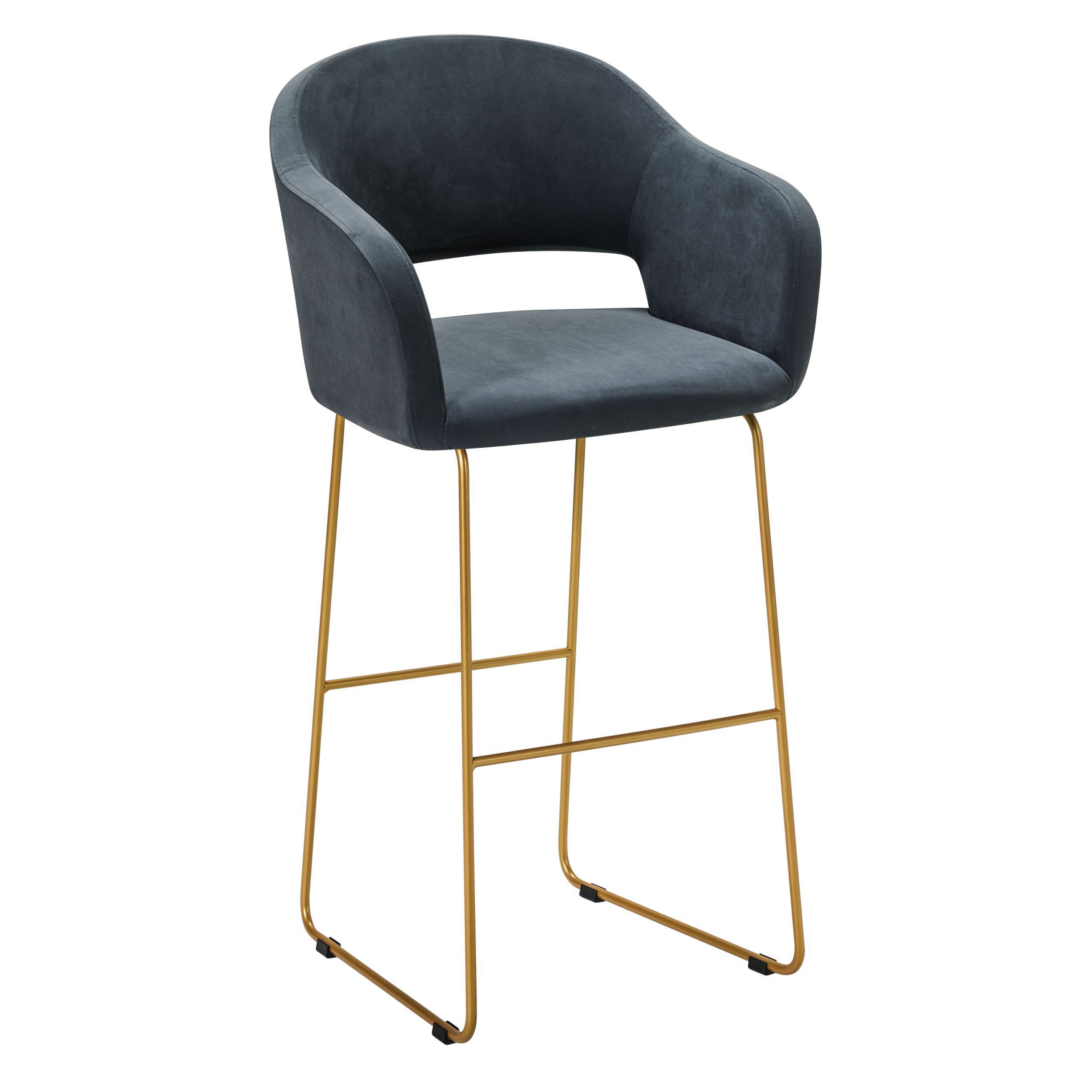 Изображение товара Современное барное кресло R-home Oscar 60x108x59 см велюр серый