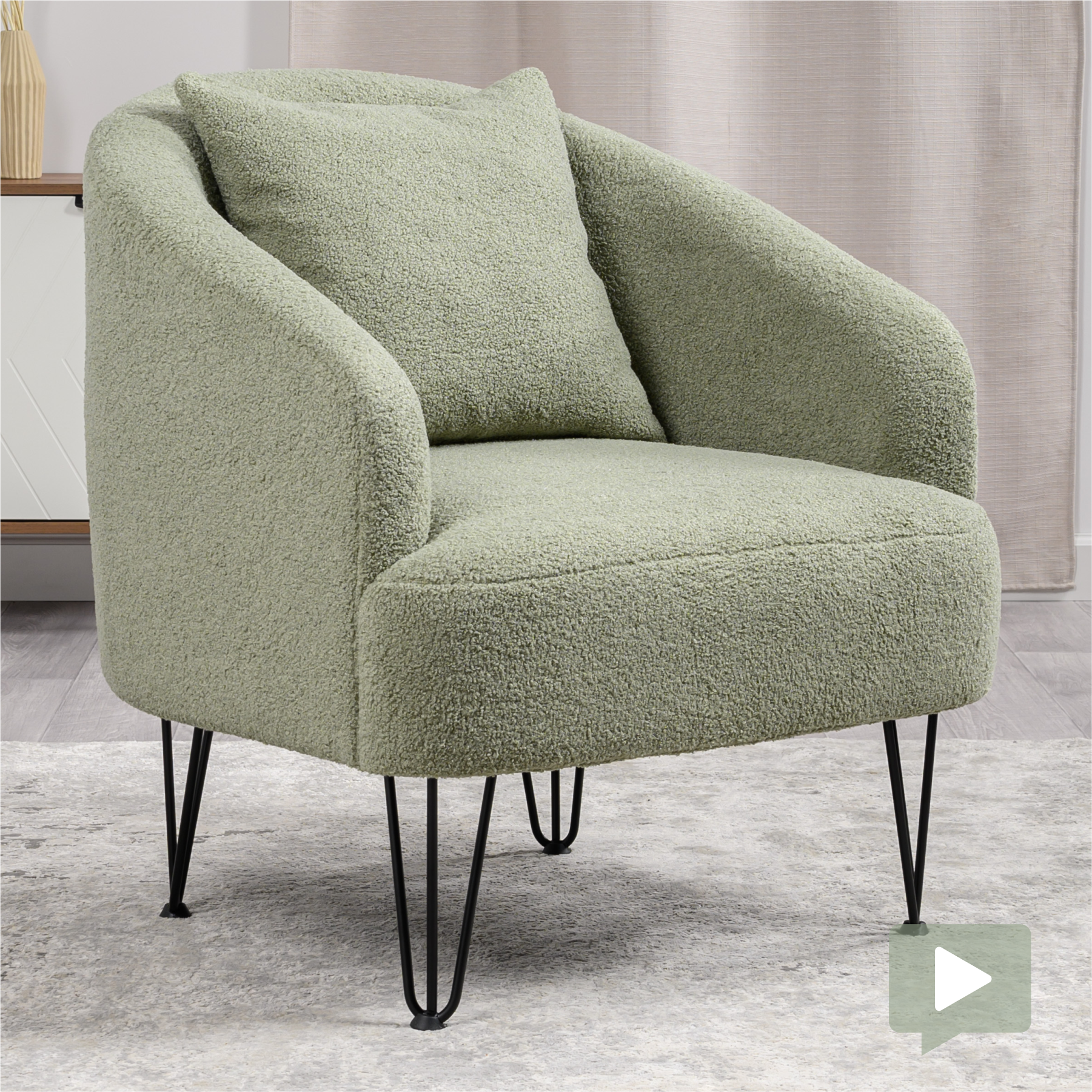 Изображение товара Кресло Нижегородмебель и к Чарли 79x85x83 см искусственный мех цвет серо-зеленый