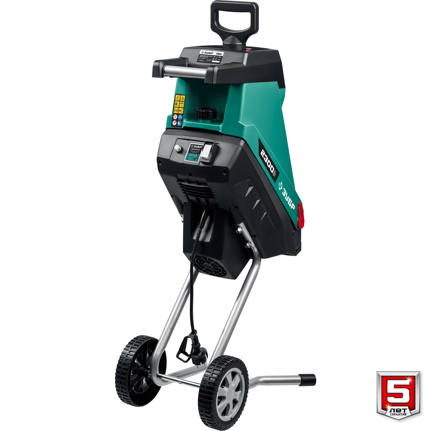 Изображение товара Электрический садовый измельчитель ЗУБР ЗИЭ-40-2300 мощностью 2300 Вт для веток до 40 мм