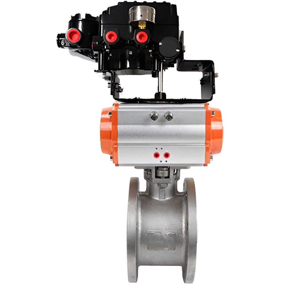 Изображение товара Кран шаровой прямой DN.ru D160-09400 Ду40 Ру16 нержавеющая сталь пневмопривод