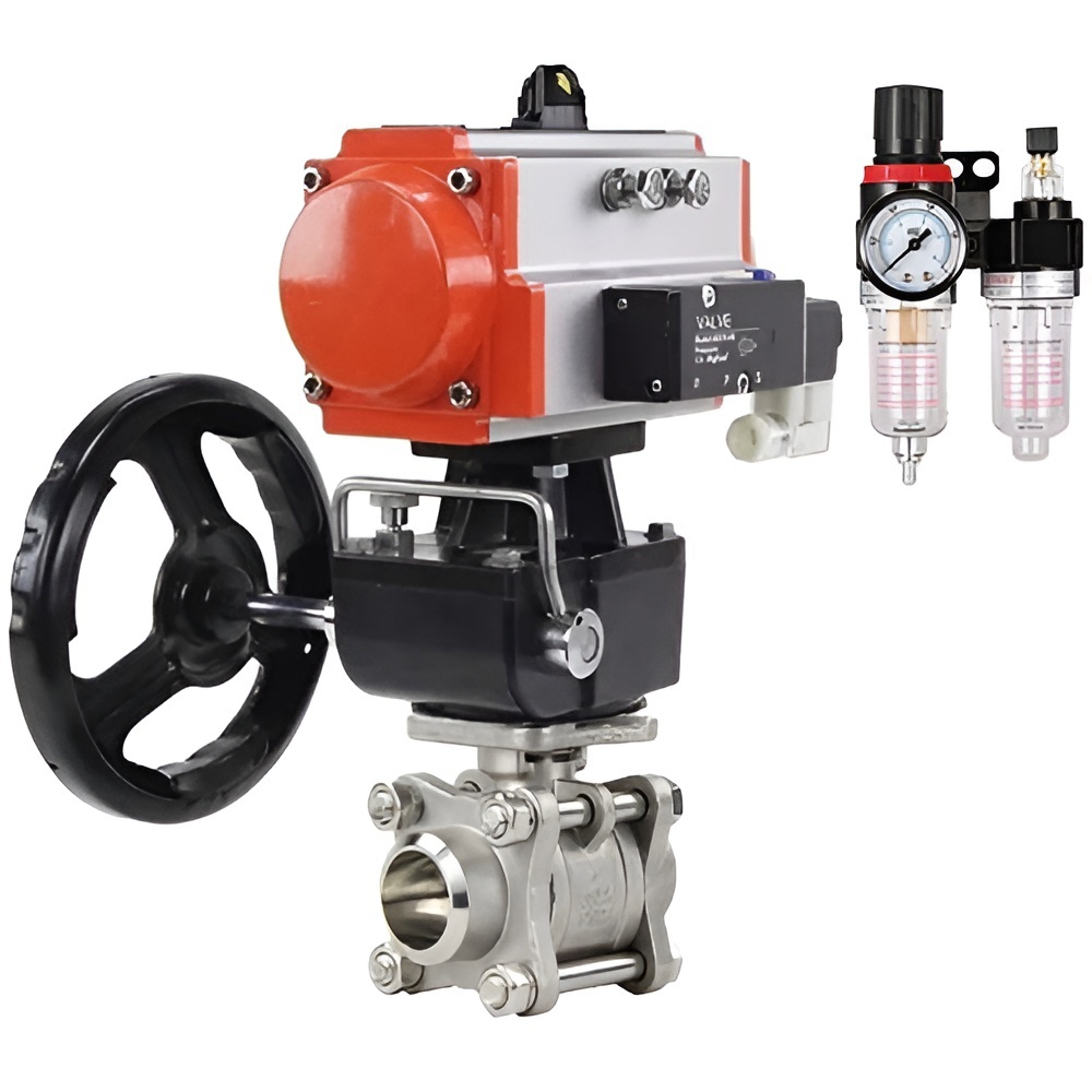 Изображение товара Кран шаровой нержавеющий с пневмоприводом DN.RU 15 мм Ру63 Россия