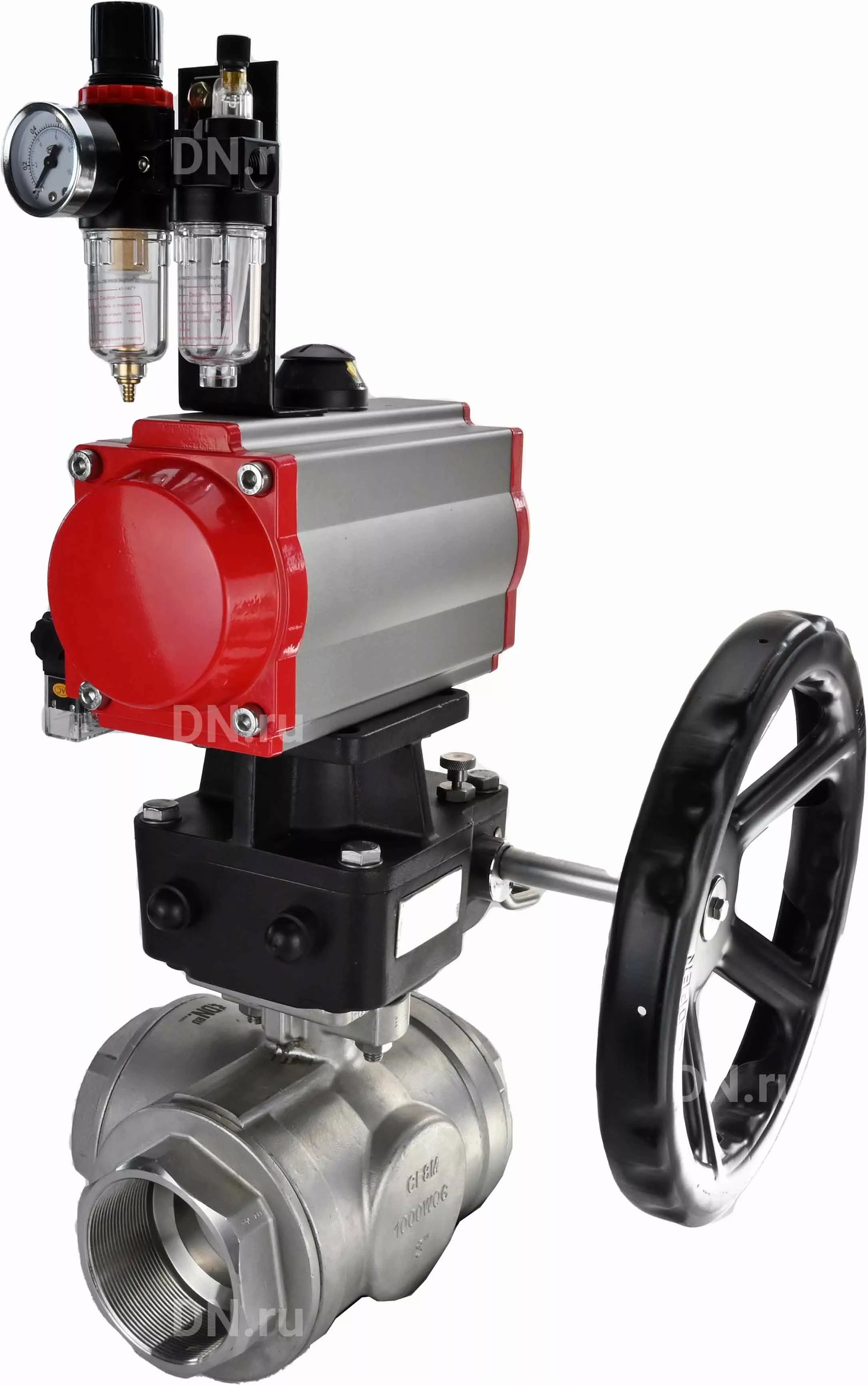 Изображение товара Кран шаровой прямой Dn.ru D160-11088 Ду10x3/8" Ру63 ВР нержавеющая сталь ручка барашек