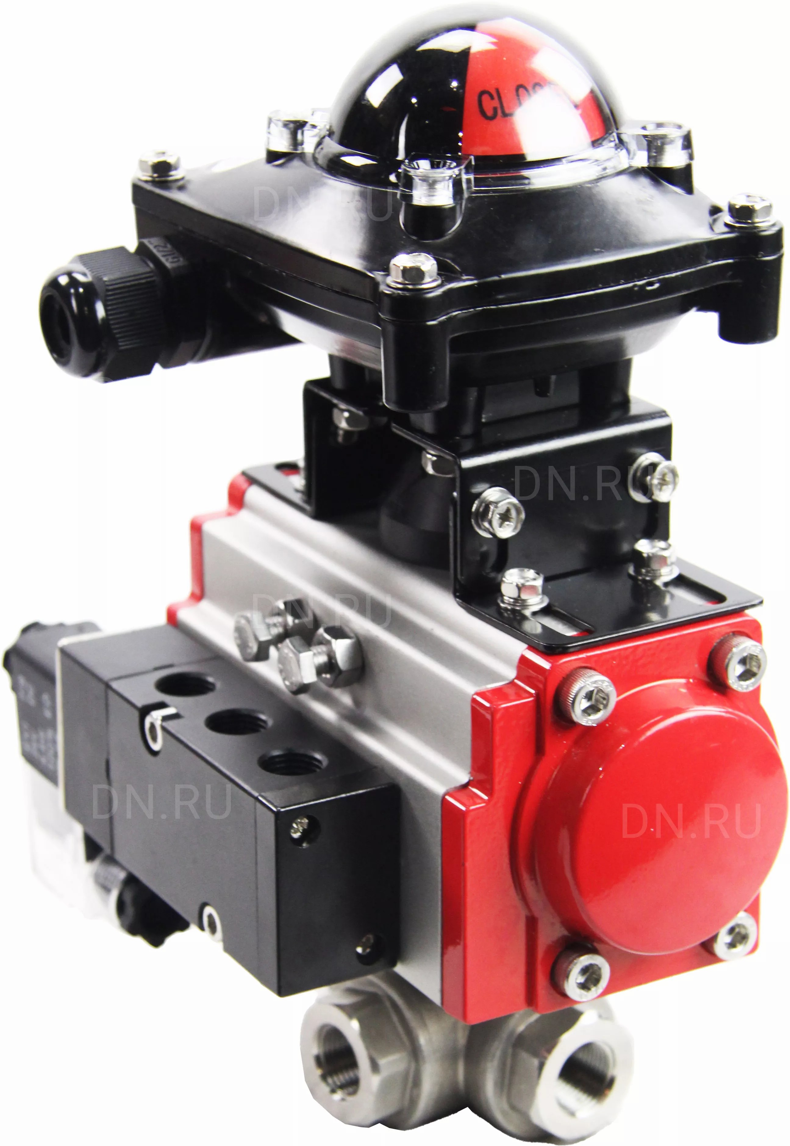 Изображение товара Кран шаровой DN.ru D160-08527 Ду10x3/8" нержавеющая сталь Ру63 с пневмоприводом