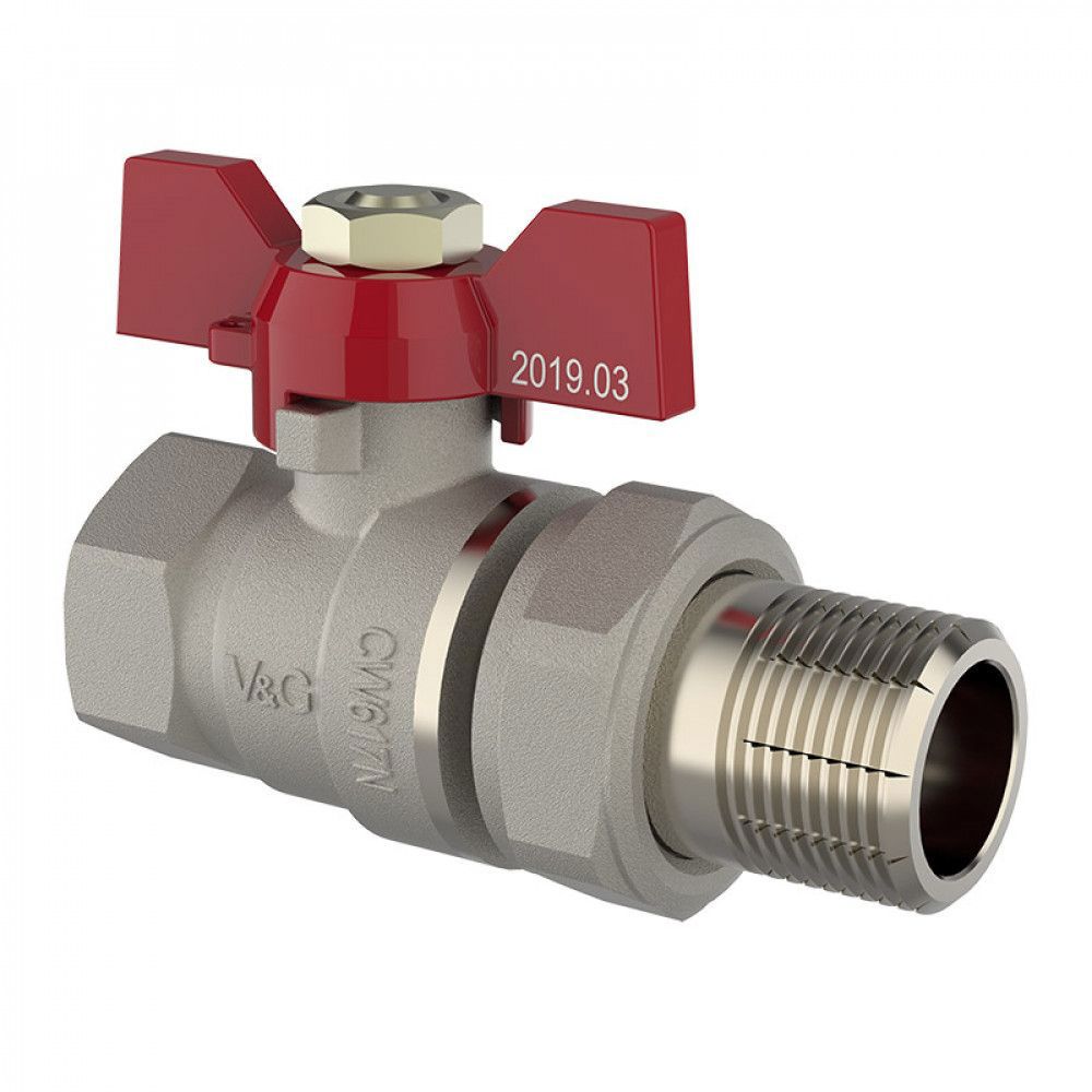 Изображение товара Кран шаровой латунный V&G Valogin 3/4" PN25 ручной бабочка Изображение товара Кран шаровой латунный V&G Valogin 3/4" PN25 ручной бабочка