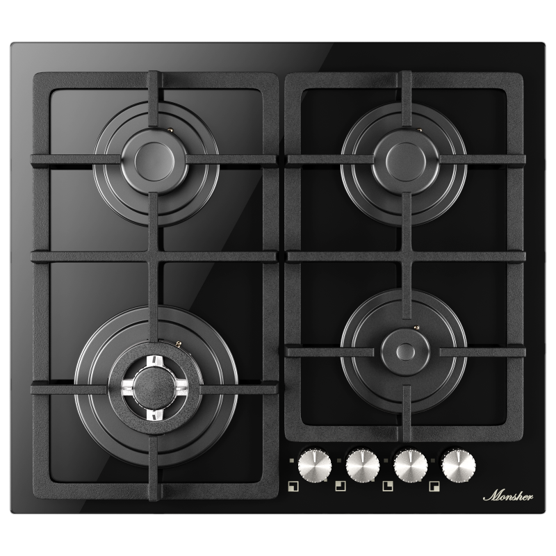 Изображение товара Газовая варочная панель Monsher MGG 61 Noir 59 см 4 конфорки цвет черный