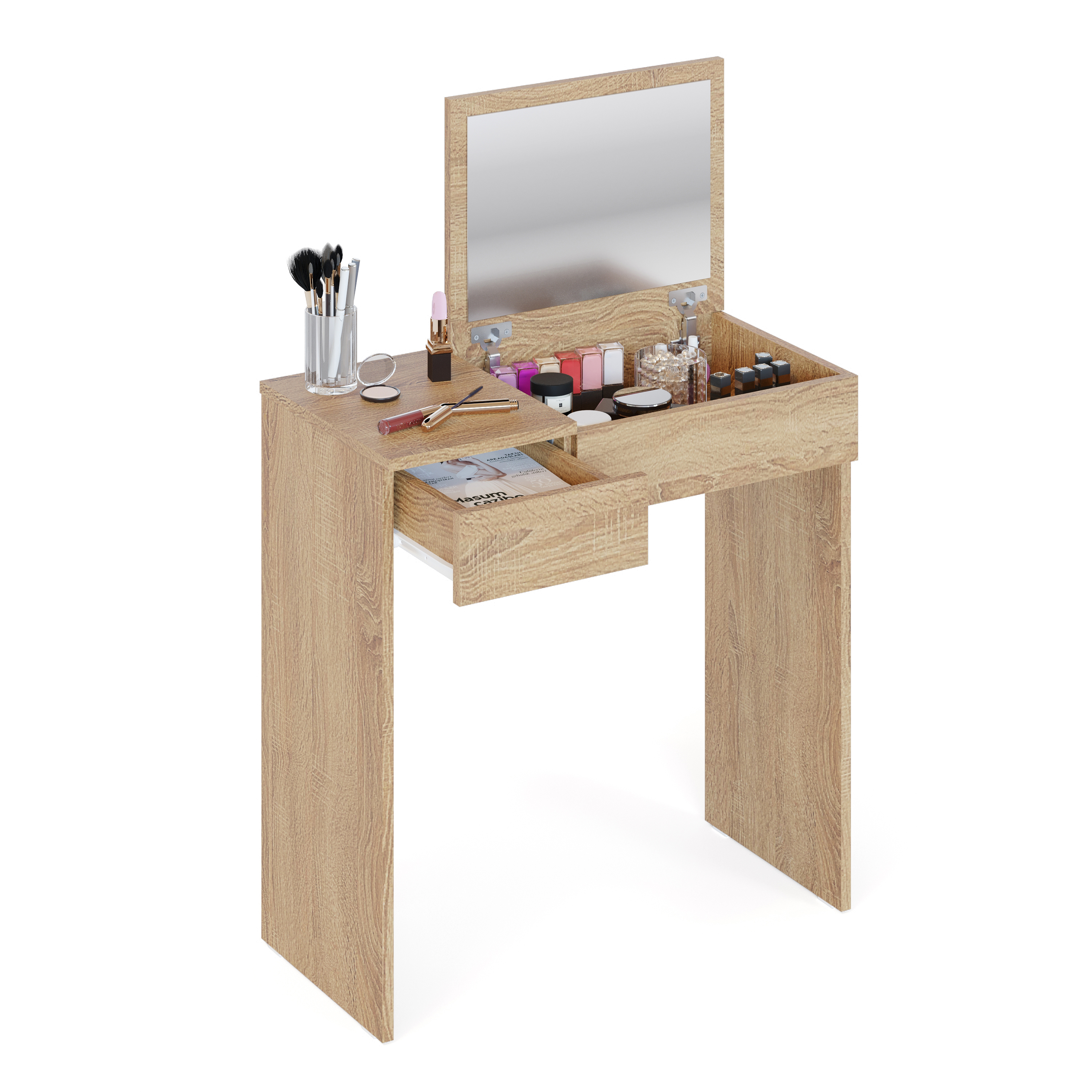 Изображение товара Туалетный столик с зеркалом СОКОЛ-Т дуб сонома 72.4x108x35.6 см многофункциональный