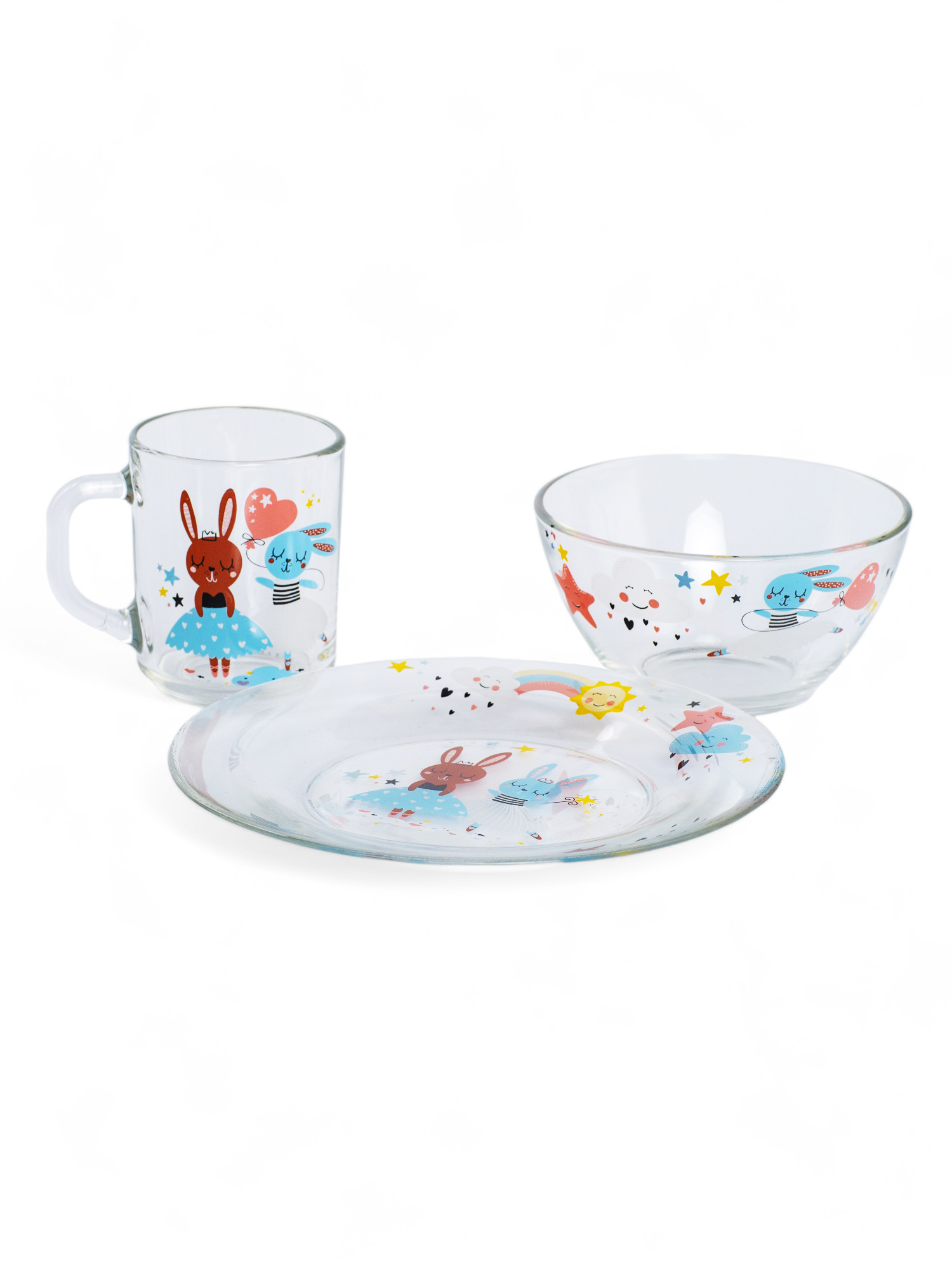 Изображение товара Набор детской посуды OSZ БАЛЕРИНЫ стекло 3 предмета для малышей