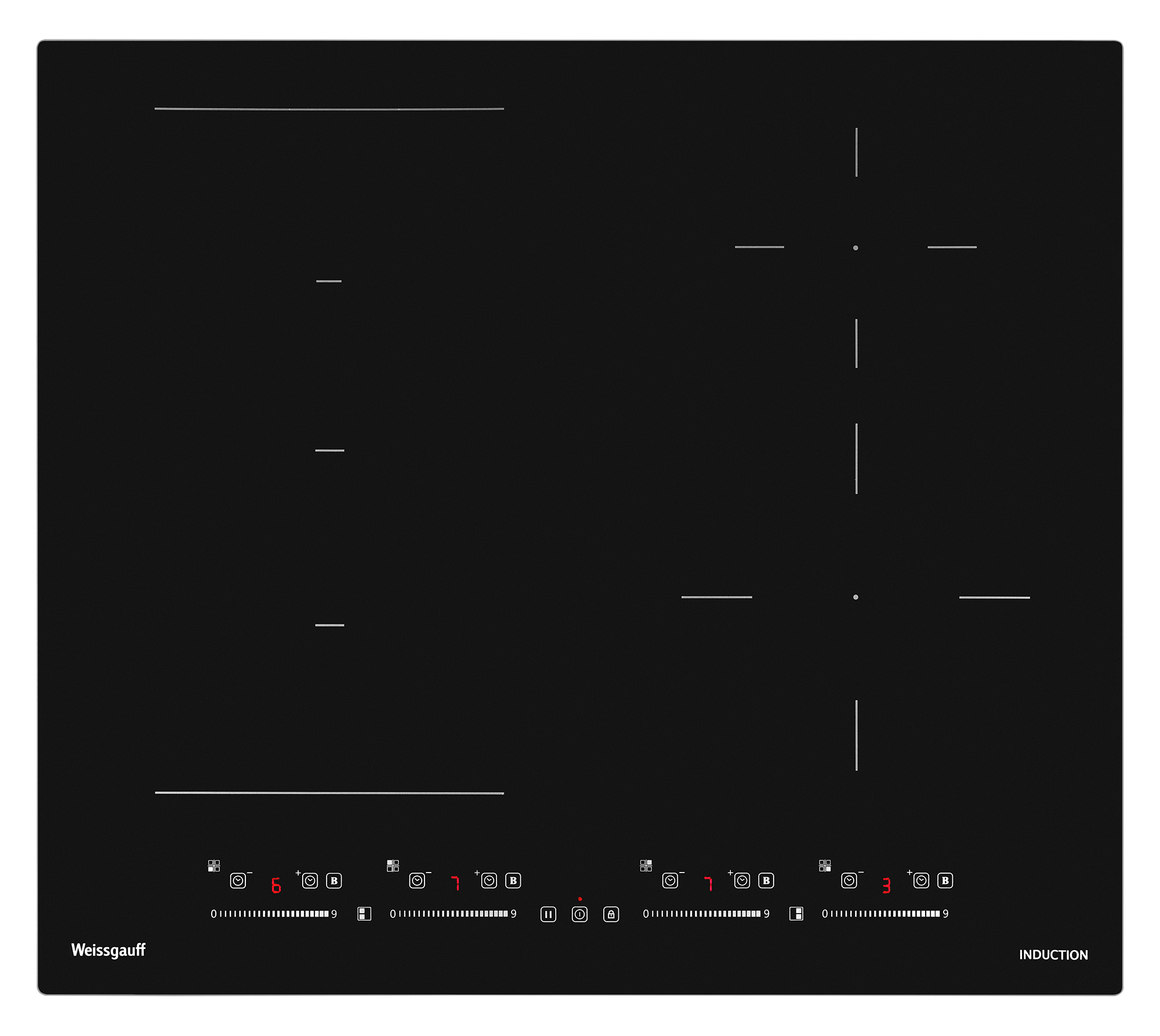 Изображение товара Индукционная варочная панель Weissgauff HI 645 Flex Premium 59 см 4 конфорки черный