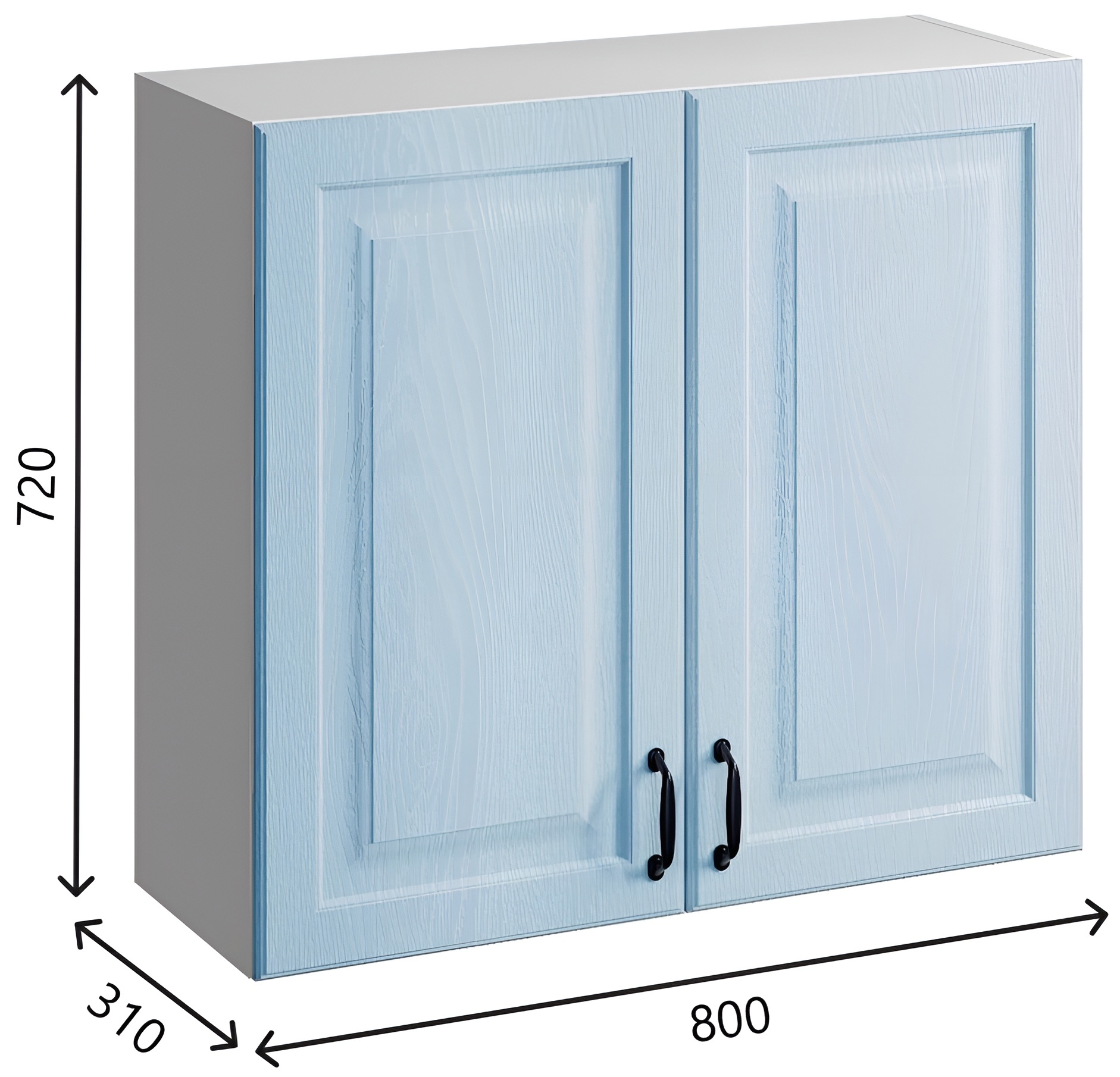 Изображение товара Навесной шкаф Bvmebel Romeo 80x72 см ЛДСП голубая лагуна белый