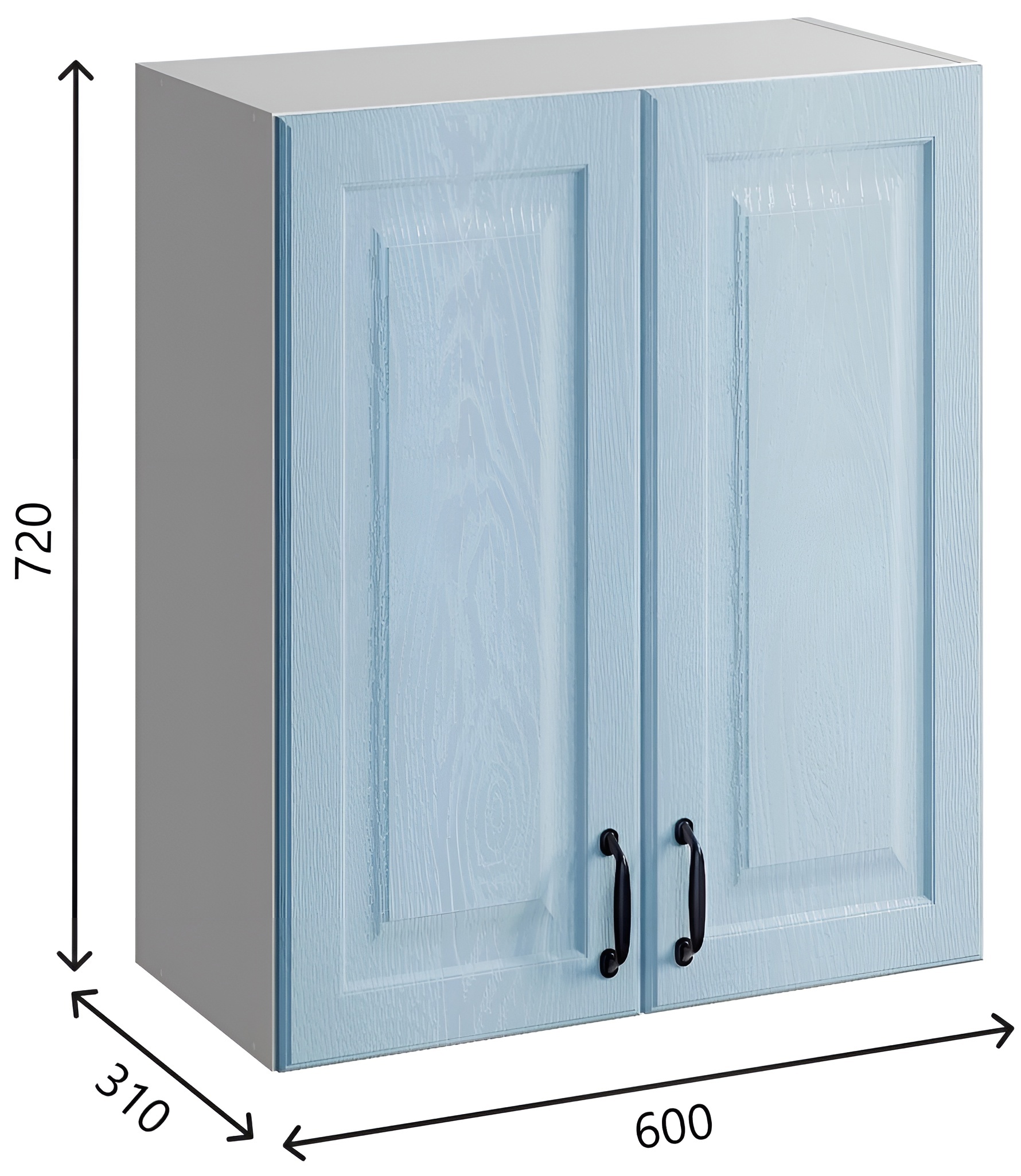 Изображение товара Навесной шкаф Bvmebel Romeo 60x72x31 см ЛДСП голубая лагуна белый