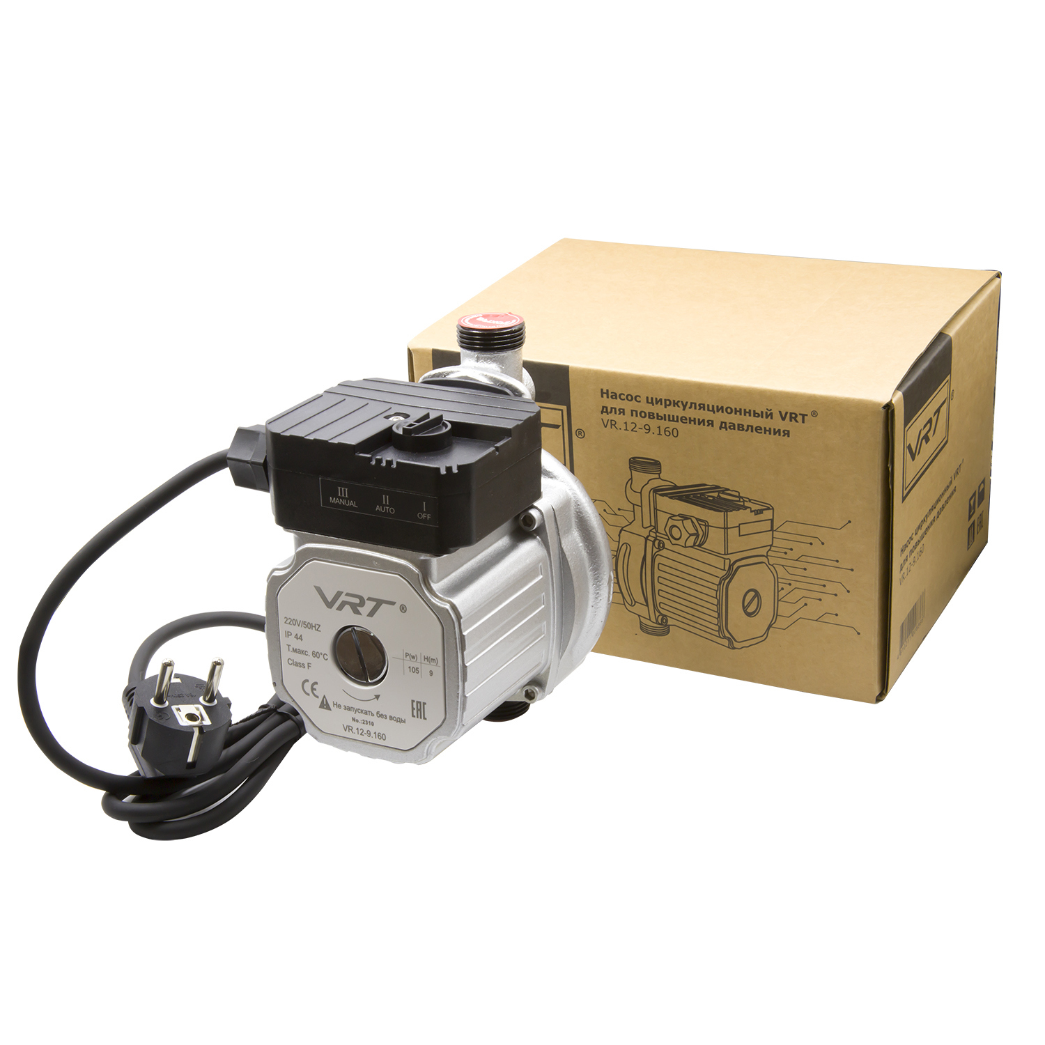Изображение товара Циркуляционный насос VRT VR.12-9.160 для водоснабжения, чугун, 105 Вт