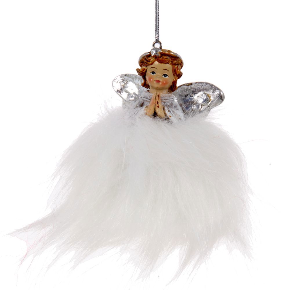 Изображение товара Украшение новогоднее Ангелочек цвет белый, 6.5x5x8 см