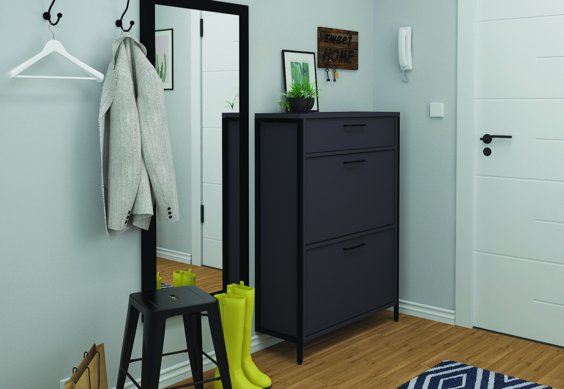 Изображение товара Шкаф для обуви Мебельнов Клаб 88.4x119.6x29.7см серый с двумя полками