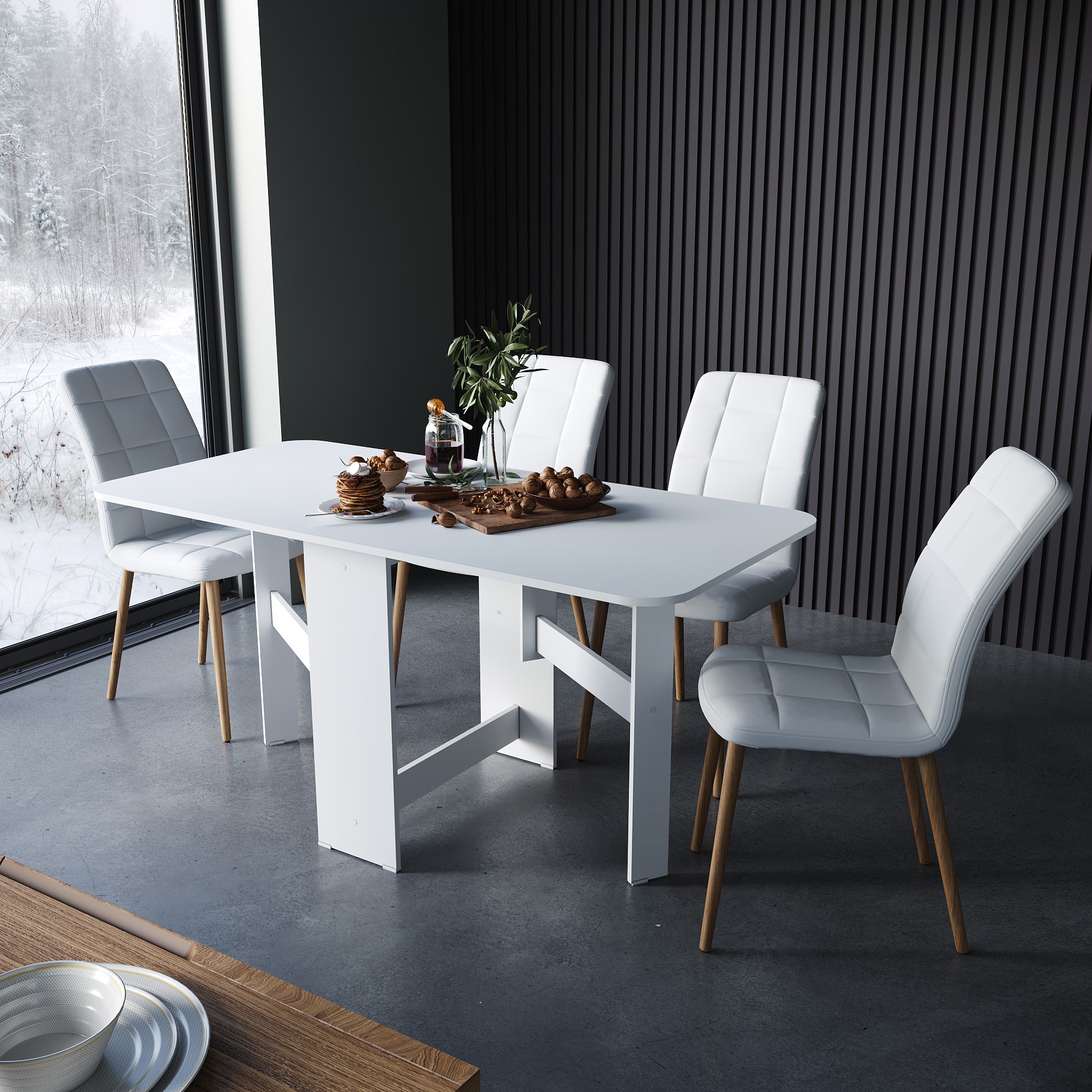 Изображение товара Стол книжка раскладной Sanflor 75x75x160см ЛДСП белый