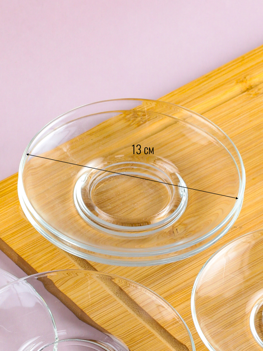 Изображение товара Набор блюдец 6шт OSZ Гламур 13 см стекло прозрачный