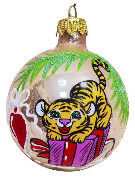 Изображение товара Елочный шар Christmas Тигры диаметр 6.5 см стекло разноцветный украшение