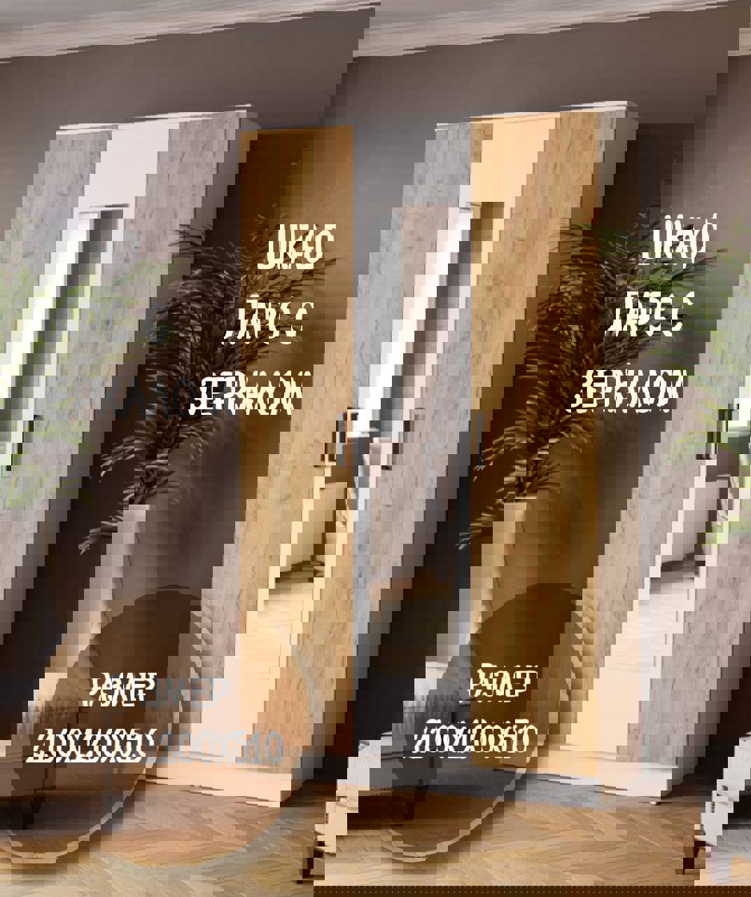 Изображение товара Шкаф распашной с зеркалом Micon 120x210x51 см дуб крафт золотой