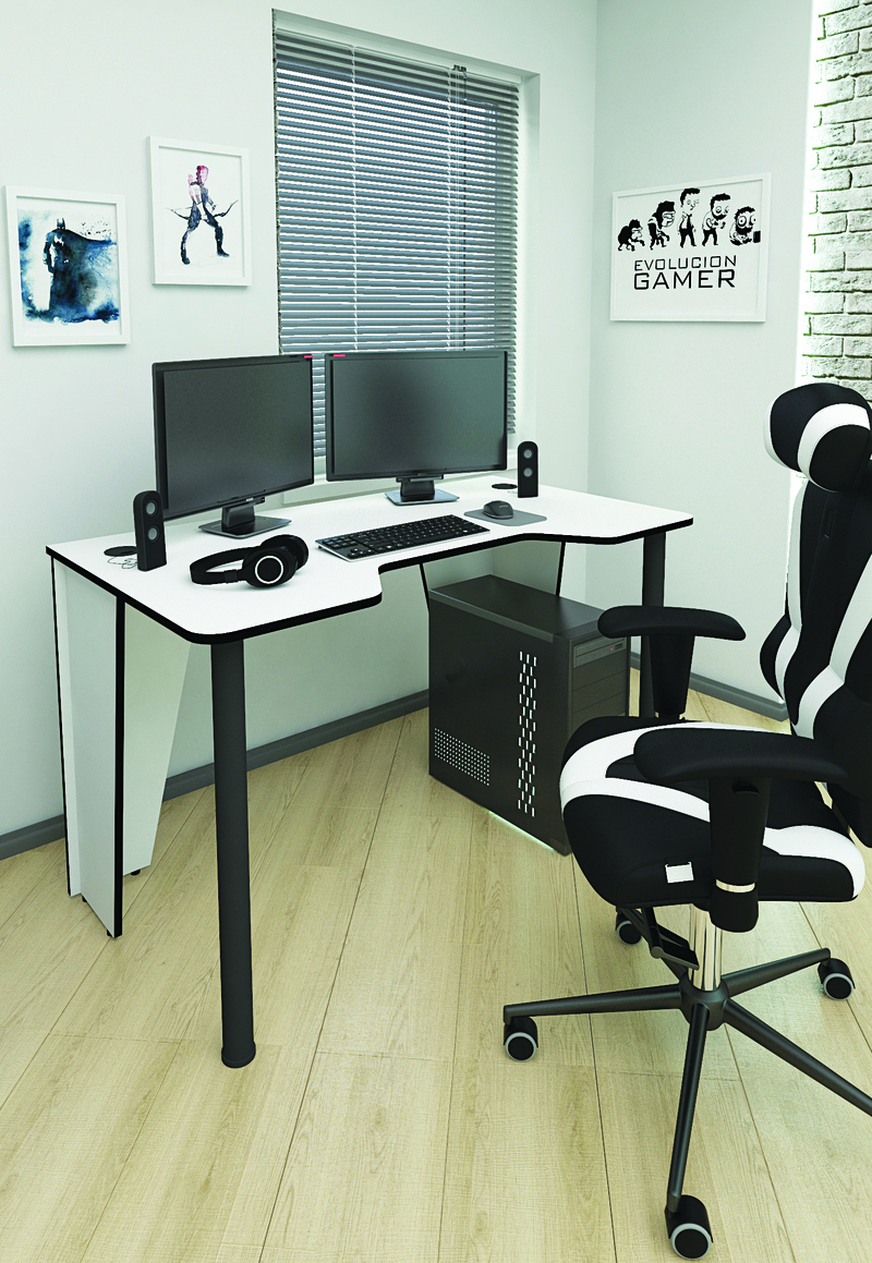 Изображение товара Стол Мебельнов Геймер 125x75x70 см ЛДСП цвет белый