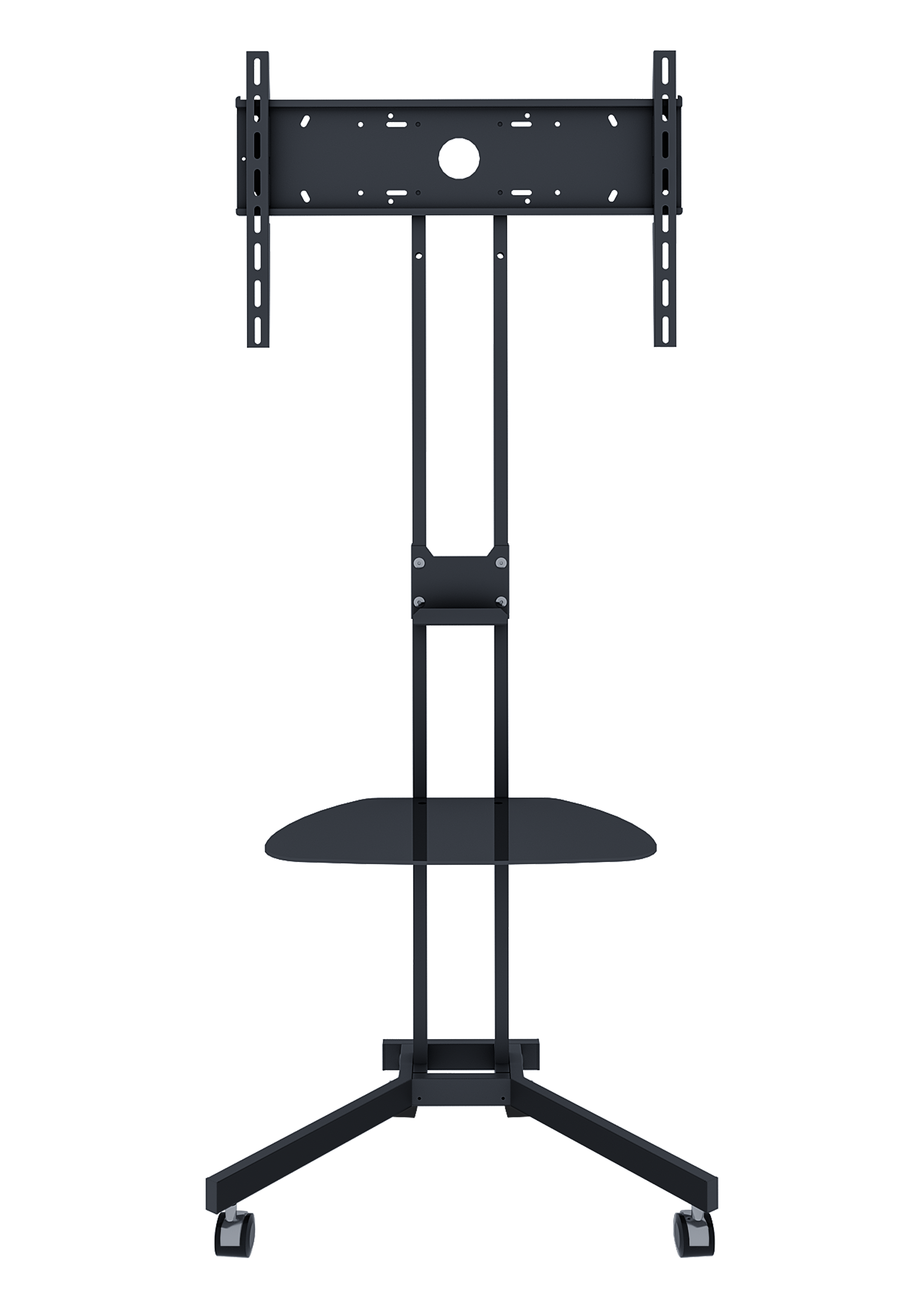 Изображение товара Стойка Март для презентации с полкой, колесики, регулировка, черная