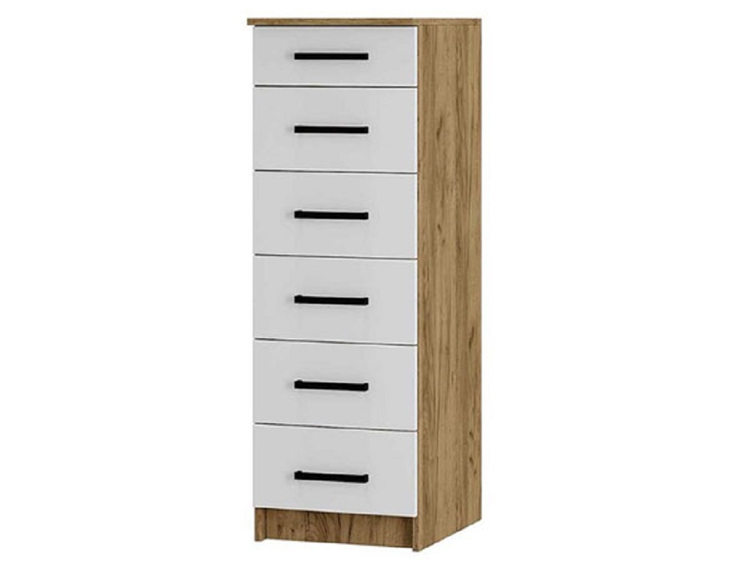 Изображение товара Комод BTS МС Евро 6 ящиков 40x50x120см ЛДСП крафт белый современный стиль