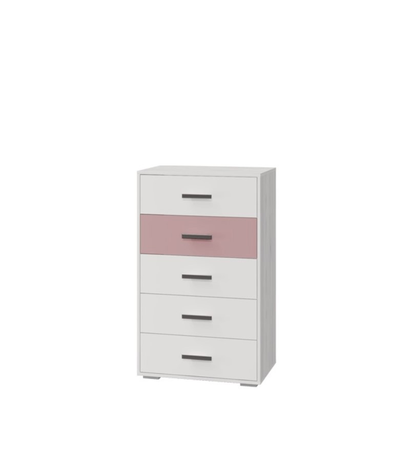 Изображение товара Комод МЛК Лило 5 ящиков 67x43x107см ЛДСП ясень Анкор белый/белый/пепельная роза
