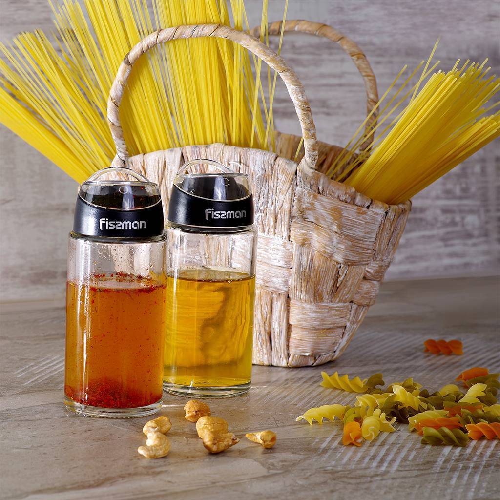 Изображение товара Бутылка Fissman 6415 стекло 170 мл набор 2 шт прозрачная для масла и уксуса