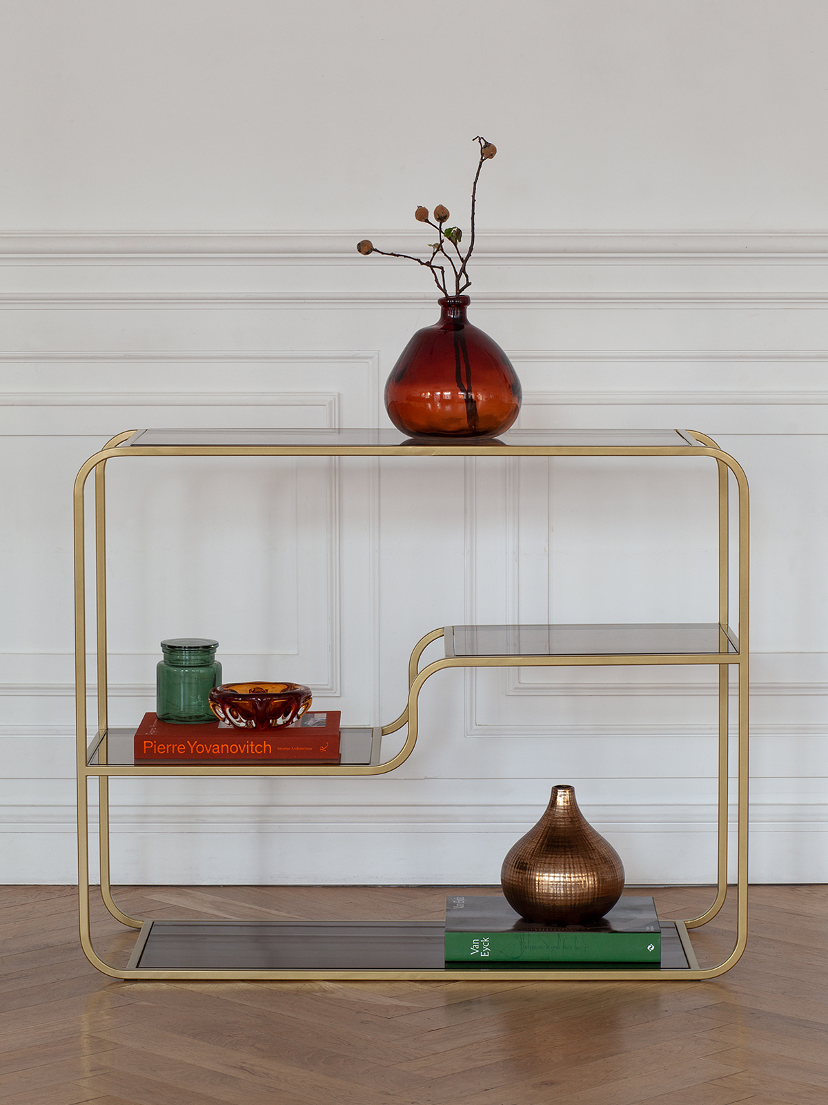 Изображение товара Консоль Greenween Siena 100x81x35 см с полками из стекла современная Россия