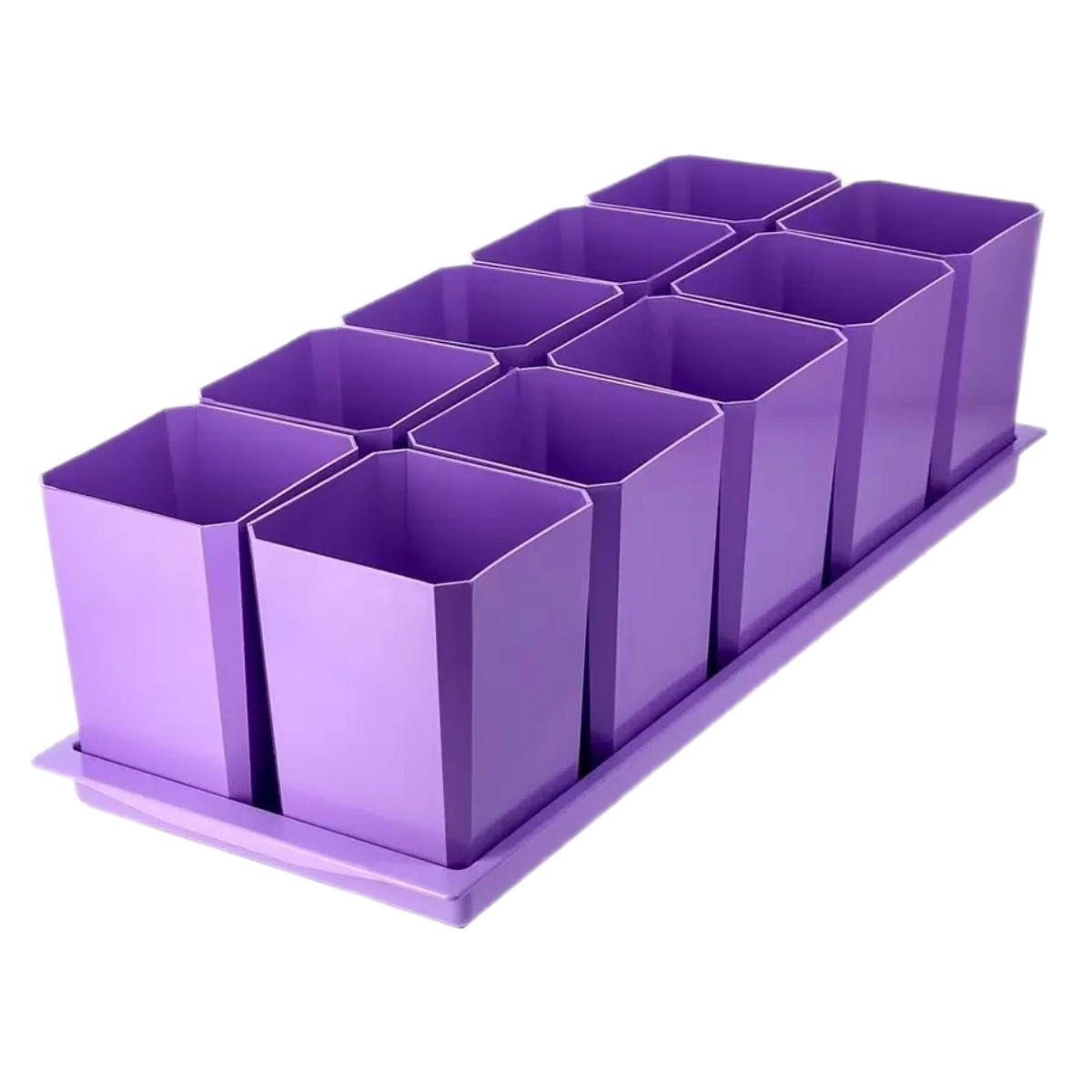 Изображение товара Набор горшков для рассады Пеликан 330 Фиолетовый 44x10x12см 0.75л