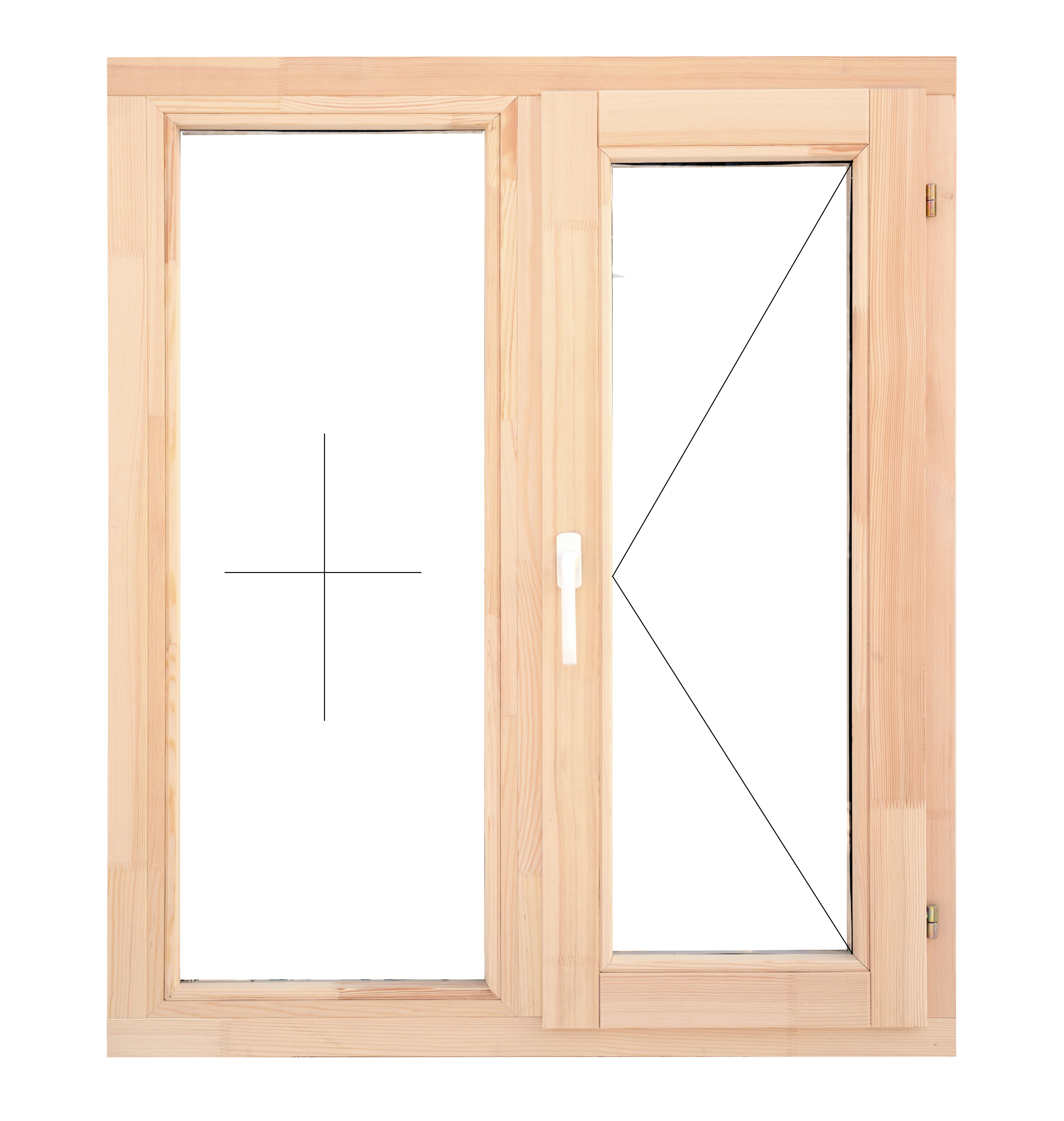 Изображение товара Деревянное окно двустворчатое из сосны, 1160x970 мм, однокамеральный стеклопакет